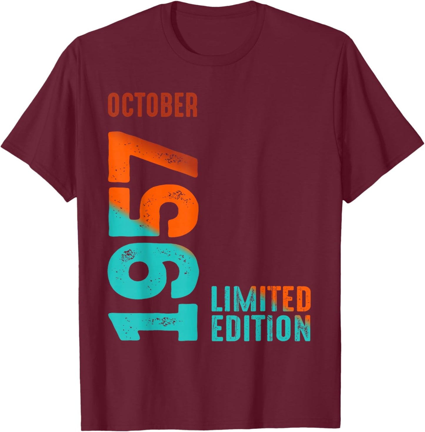 October 1957 Limited Edition Birthday T-Shirt - T-Shirt | Maroon