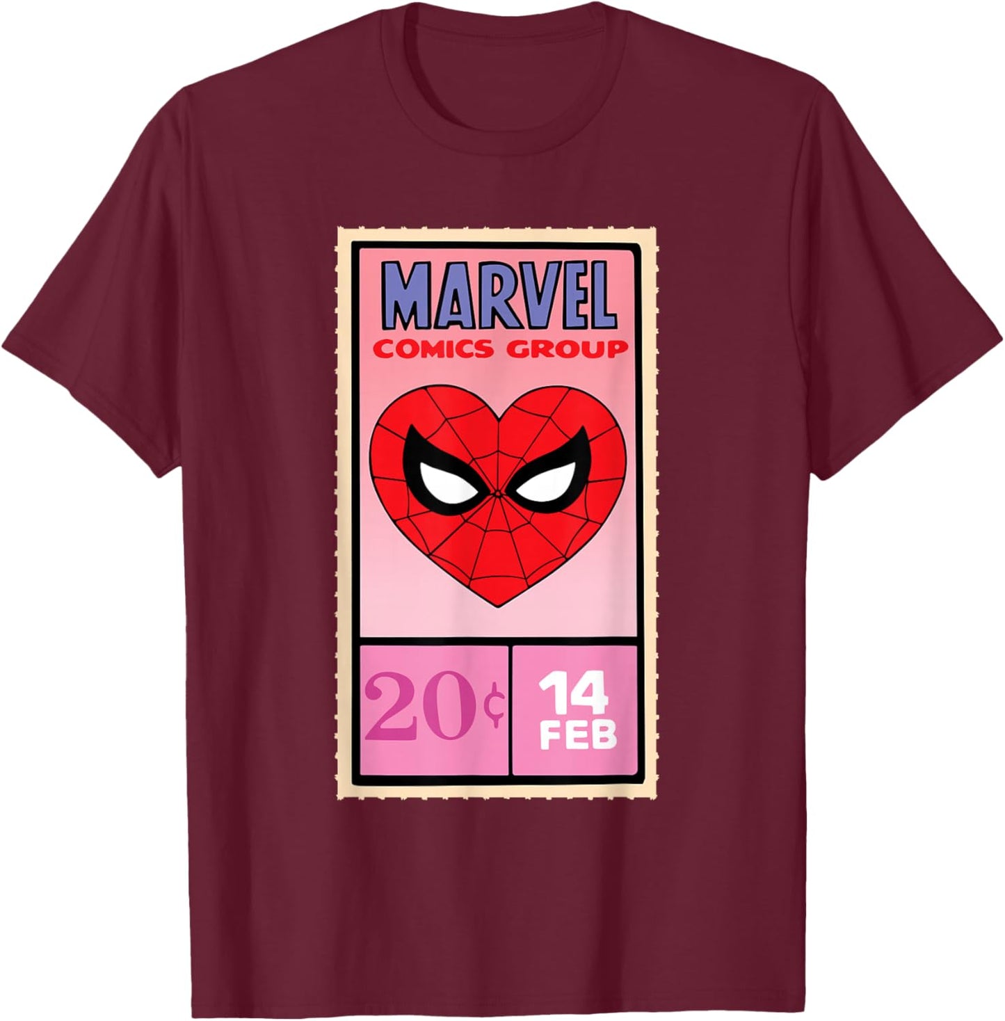 Marvel Retro Comics Valentine’s Day Card Spider-Man Heart T-Shirt - T-Shirt | Maroon