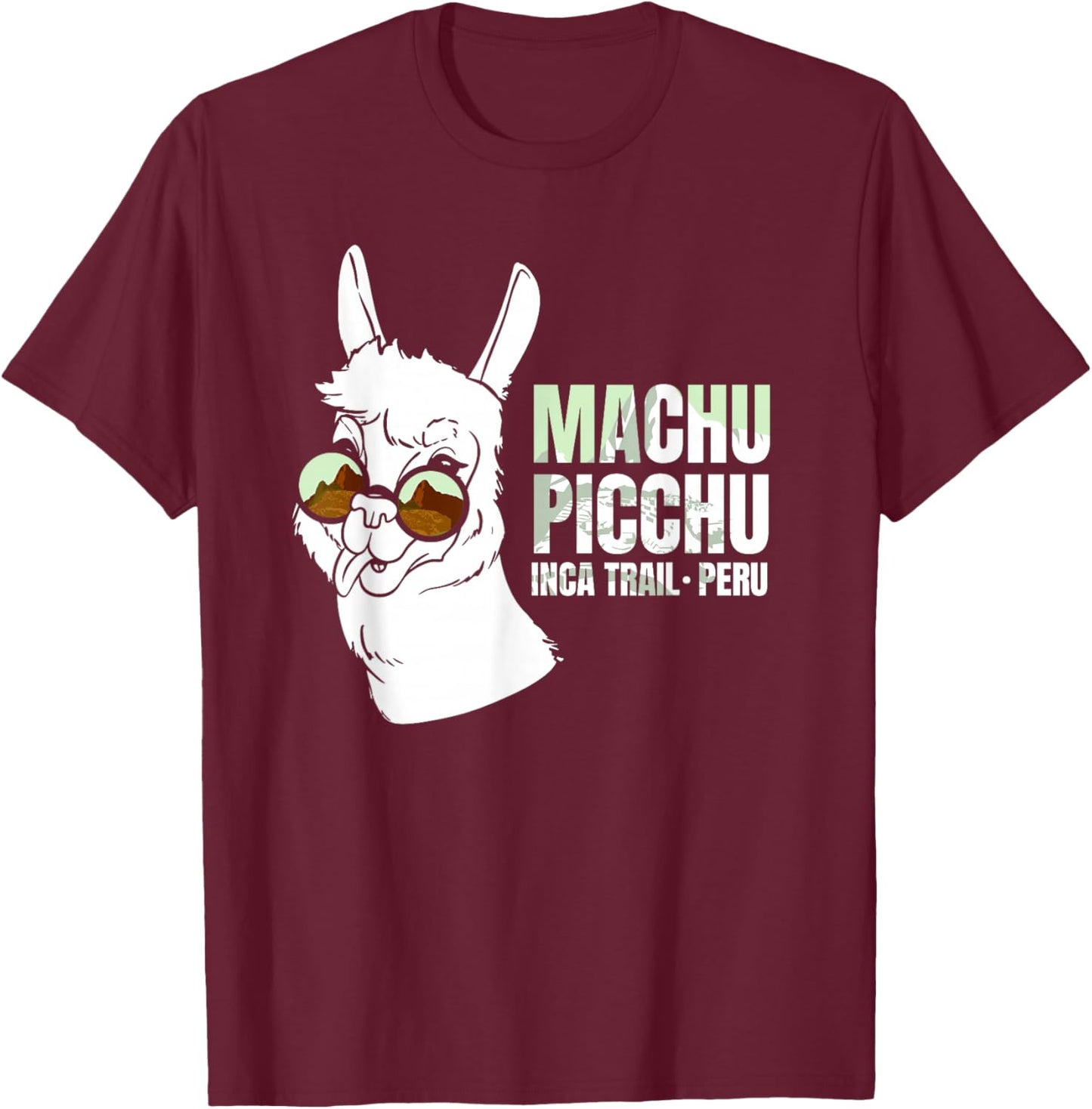 Machu Picchu Inca Trail Peru Llama Cultural Heritage Ruins T-Shirt - T-Shirt | Maroon