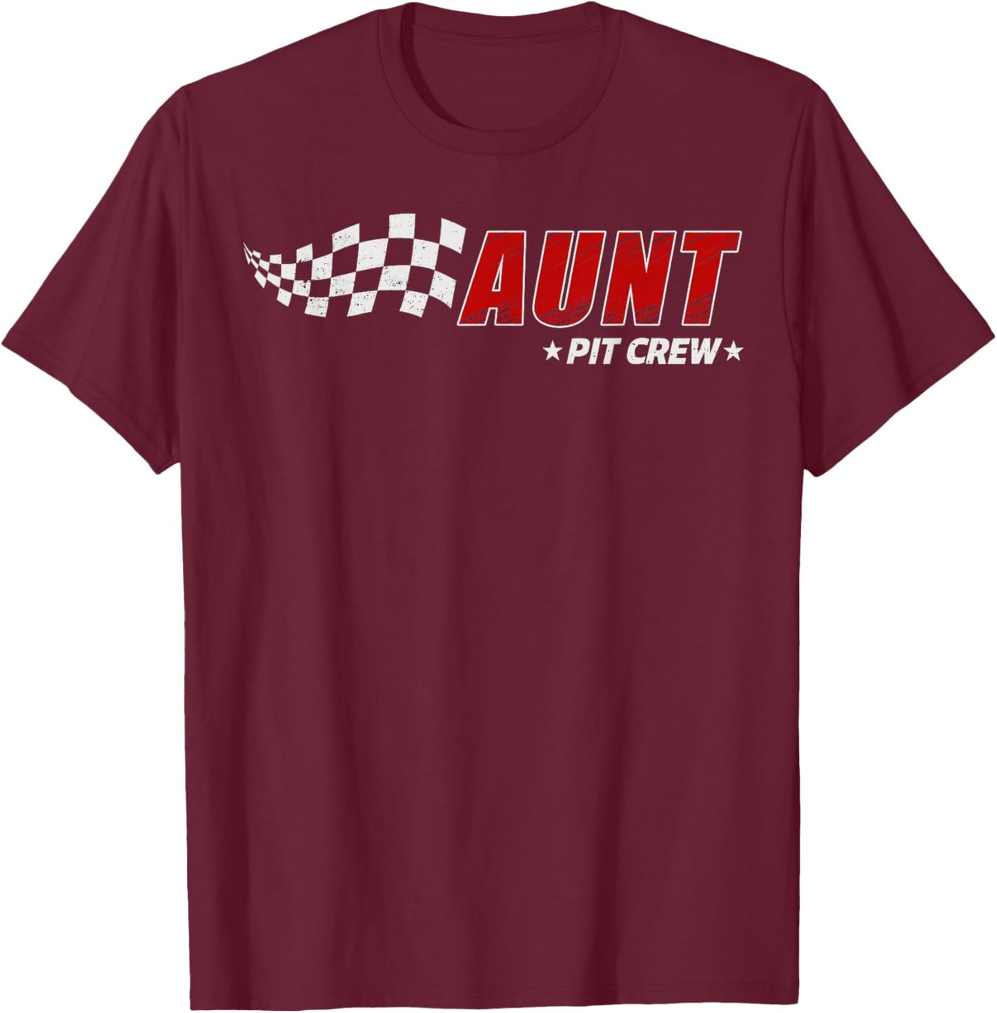 Aunt Pit Crew Race Car Birthday Family Matching Pit Crew T-Shirt - T-Shirt | Maroon