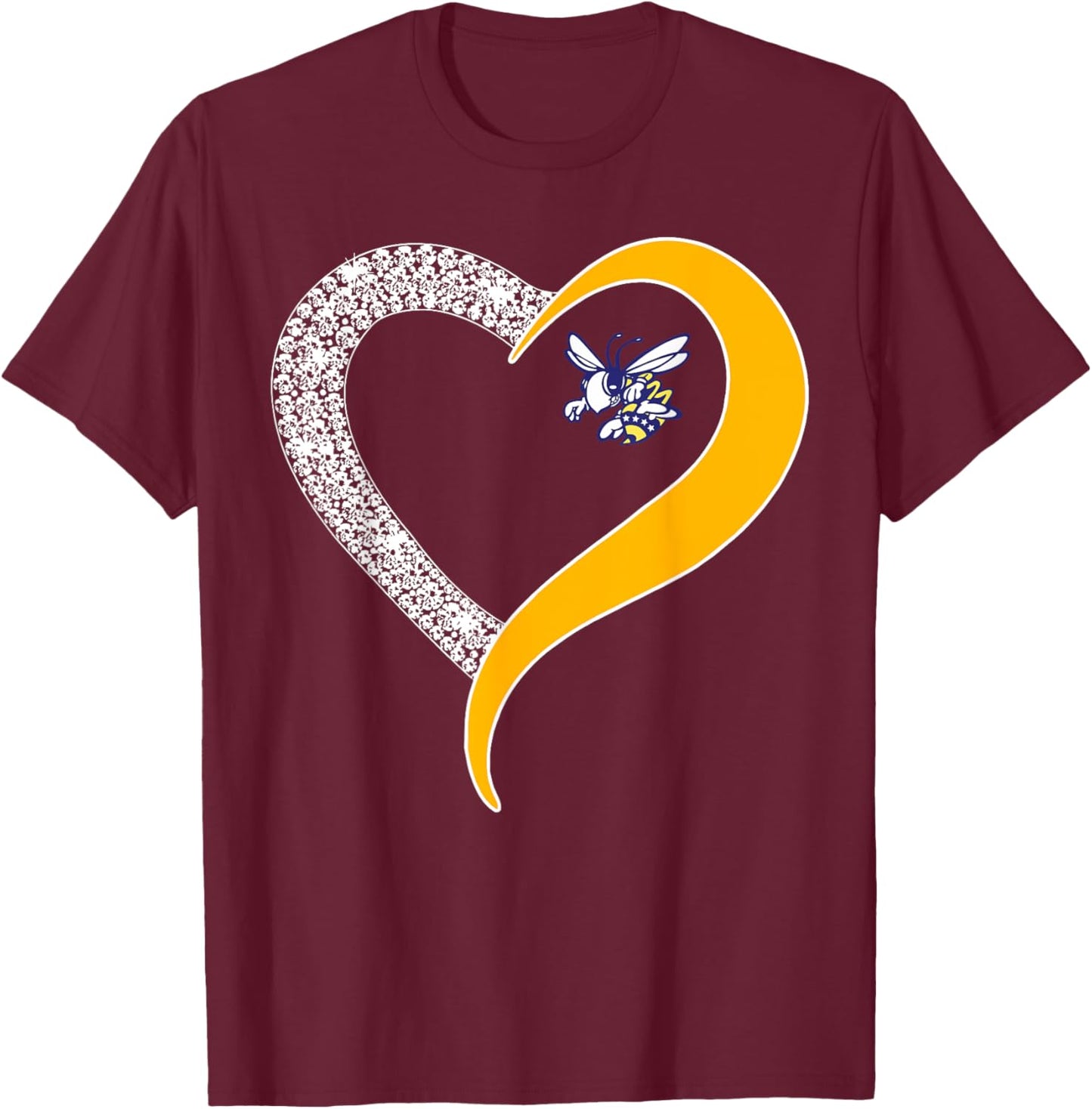Stephenville Yellow Jackets Logo Diamond Heart HS T-Shirt - T-Shirt | Maroon
