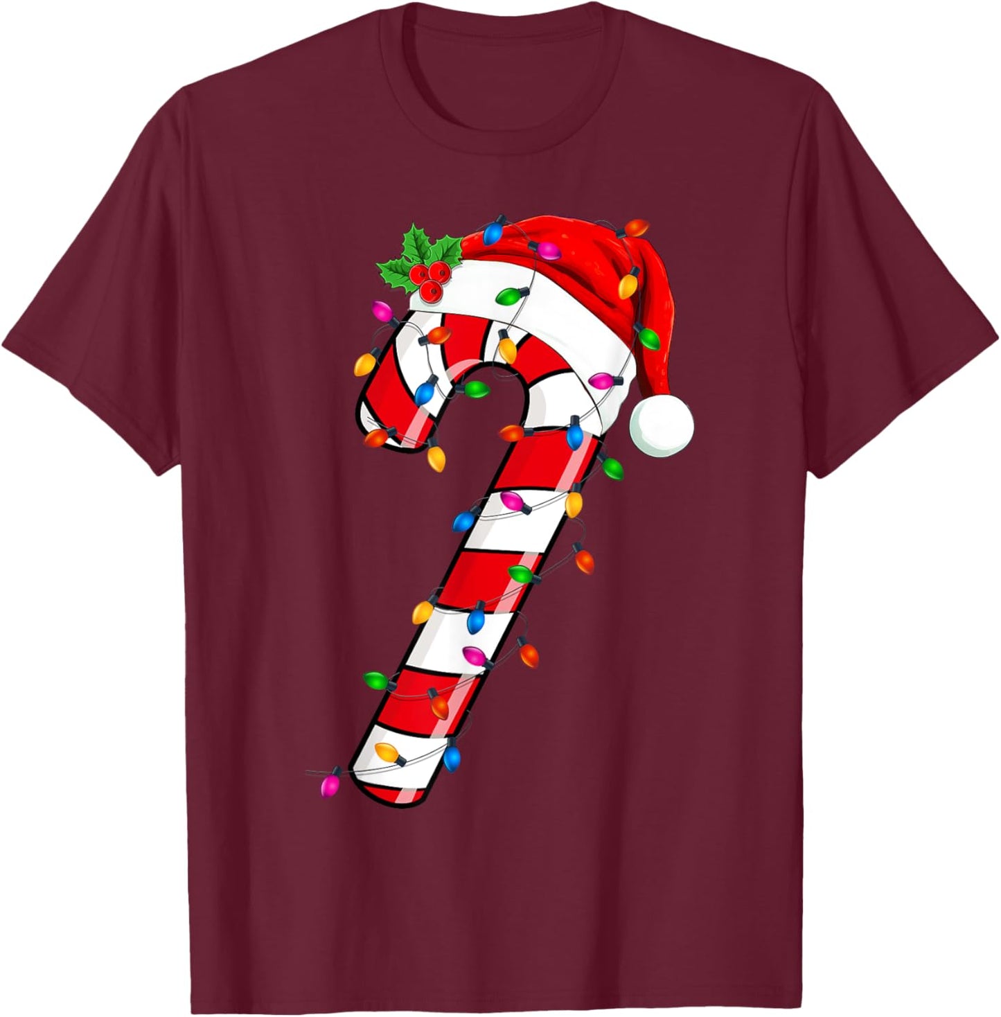 Christmas Candy Cane Santa Xmas Kids Toddler Youth Women Men T-Shirt - T-Shirt | Maroon