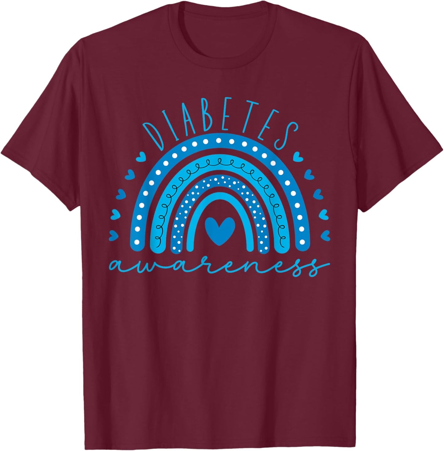 Diabetes Awareness blue Rainbow Diabetic men women Diabetes T-Shirt - T-Shirt | Maroon