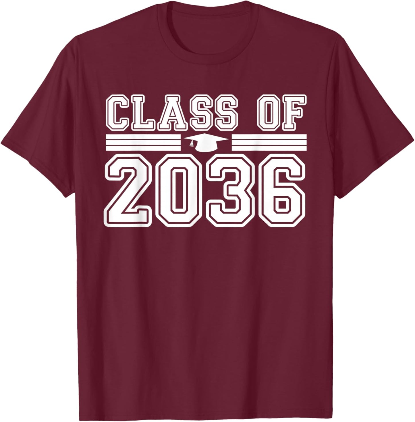 Class Of 2036 Grow with Me First Day of School Boys Girls T-Shirt - T-Shirt | Maroon