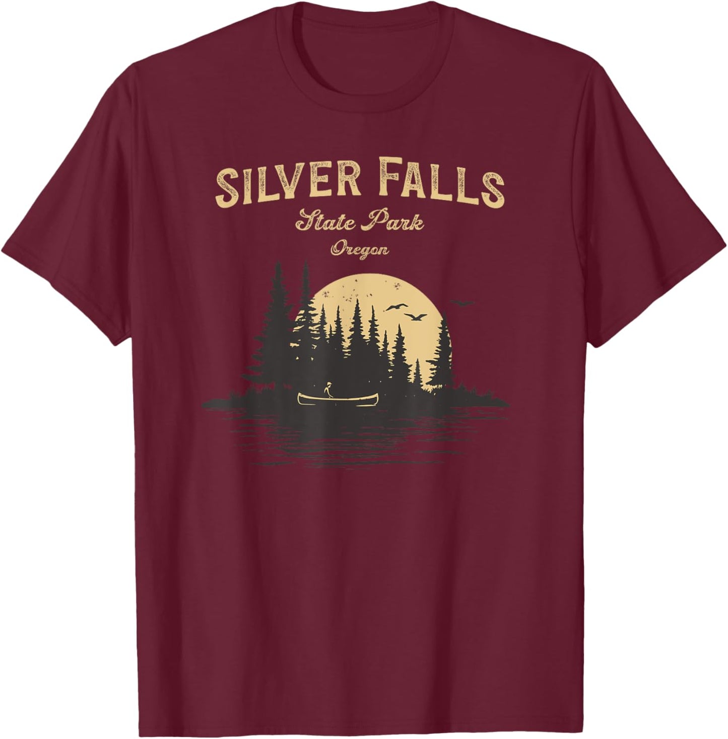 Silver Falls State Park Oregon Lake River Canoe T-Shirt - T-Shirt | Maroon