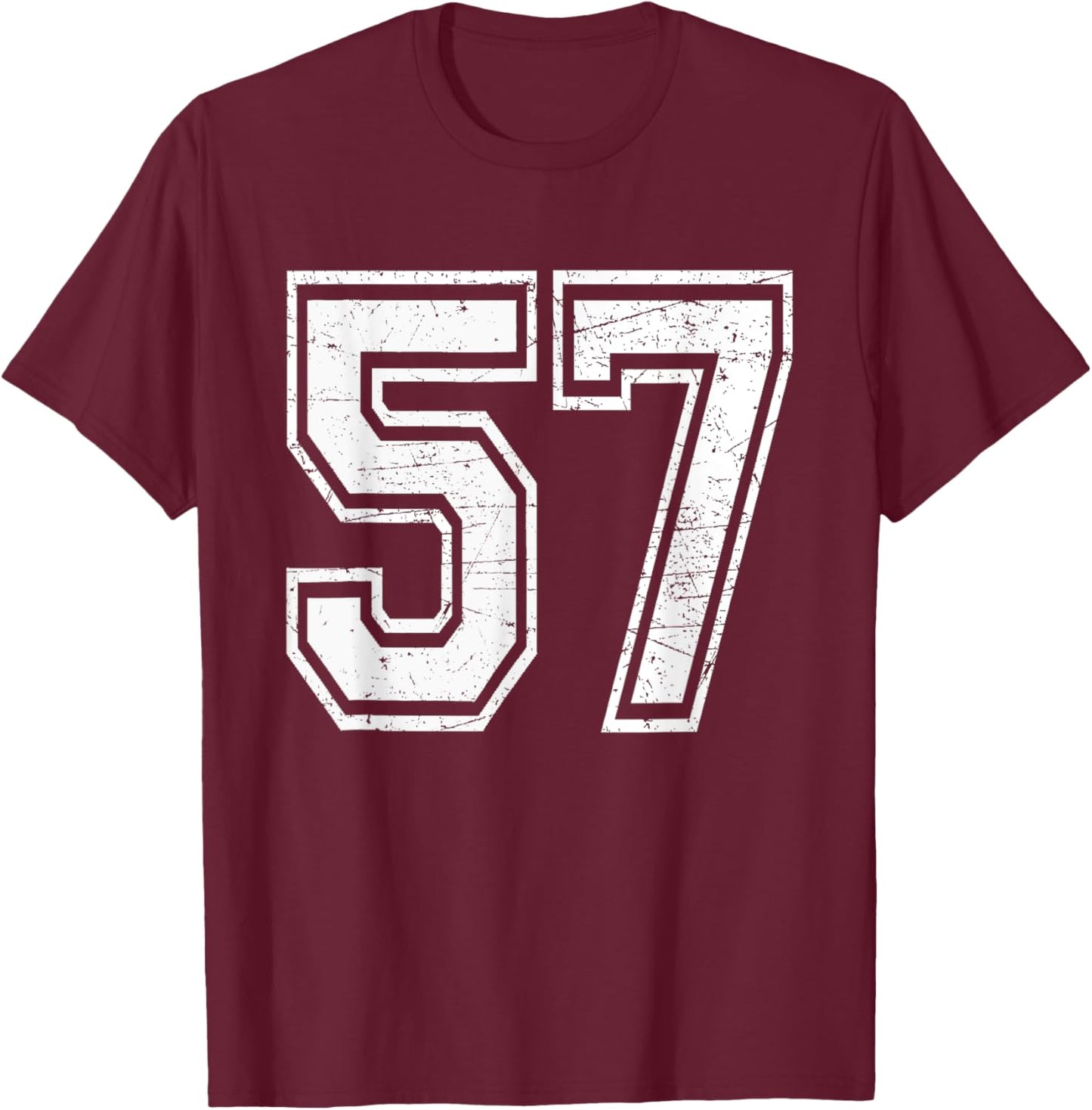 Number 57 Varsity Sports Team Jersey 57th Birthday T-Shirt - T-Shirt | Maroon