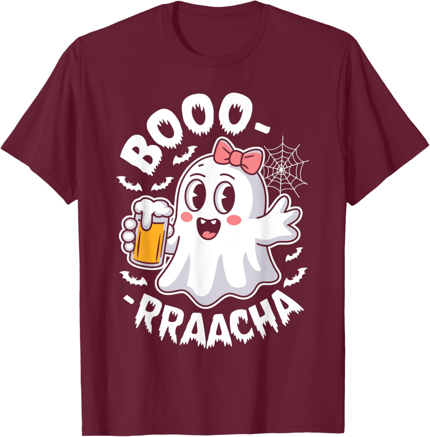 Boo-Racha Cute Ghost Beer Party Funny Halloween Costume T-Shirt - T-Shirt | Maroon