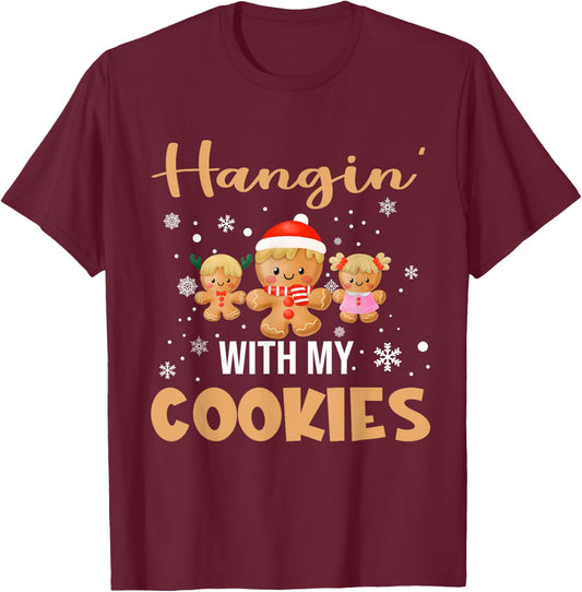 Hangin With My Cookies Gingerbread Women Christmas Teacher T-Shirt - T-Shirt | Maroon
