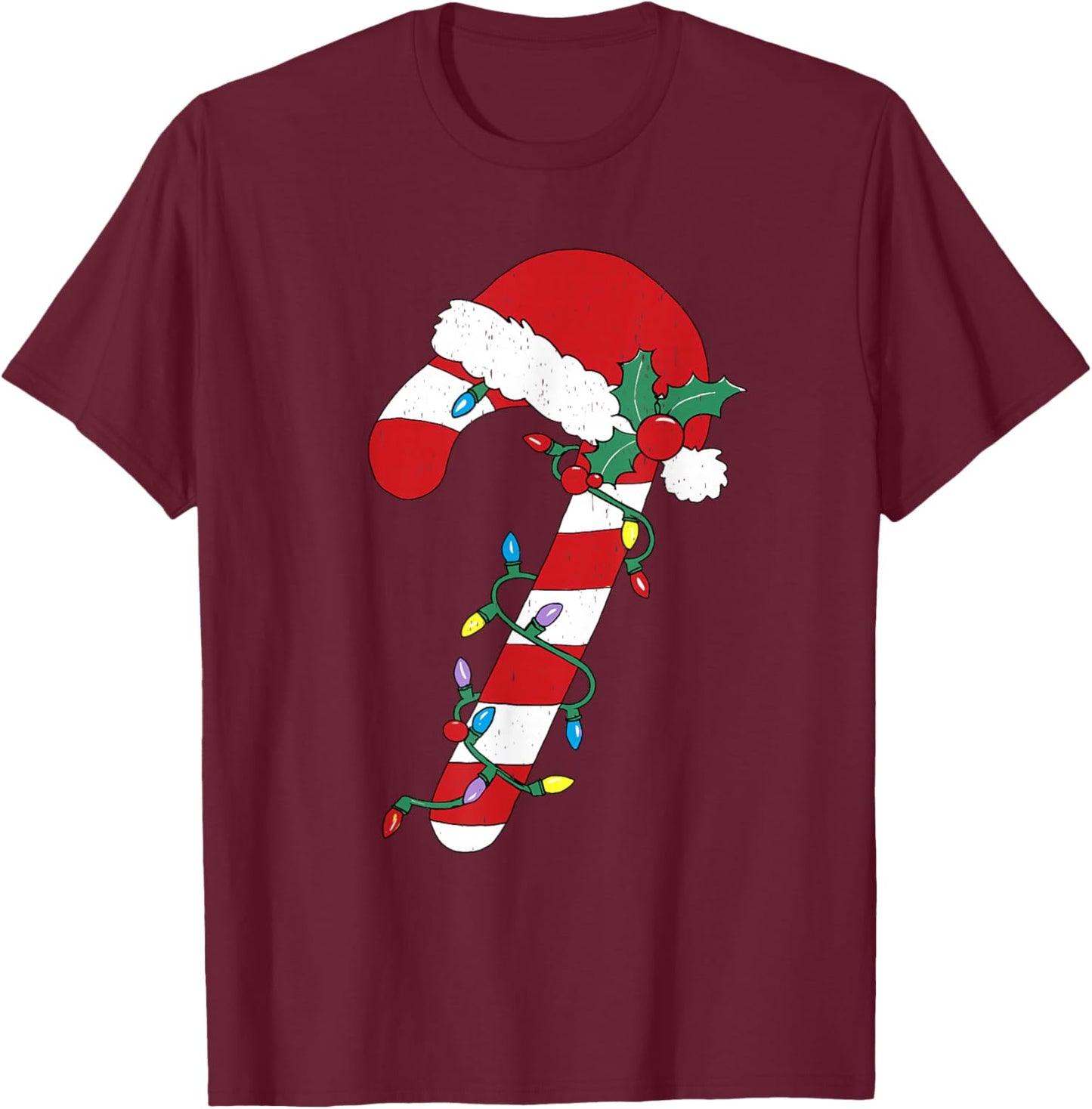 Christmas Candy Cane Santa Xmas Kids Toddler Youth Women Men T-Shirt - T-Shirt | Maroon