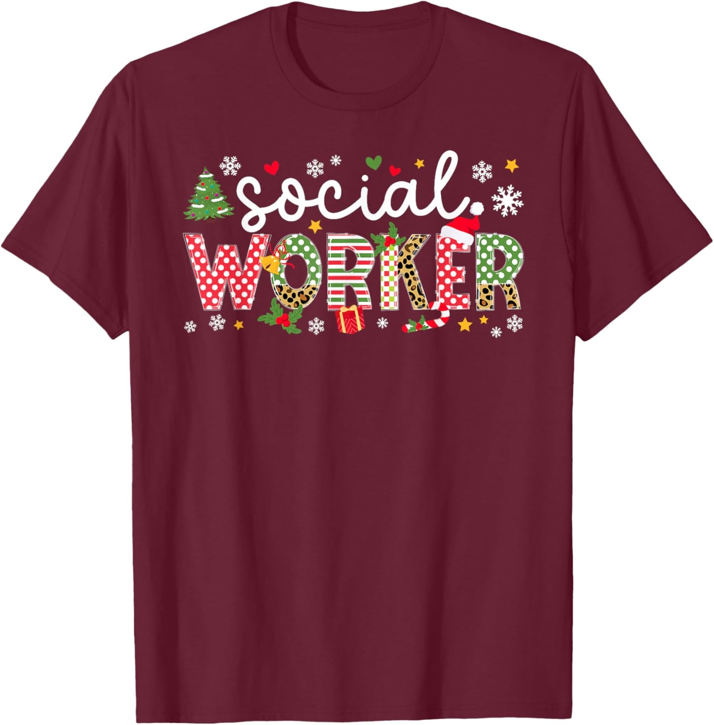 Social Worker Christmas Social Workers Xmas Party T-Shirt - T-Shirt | Maroon