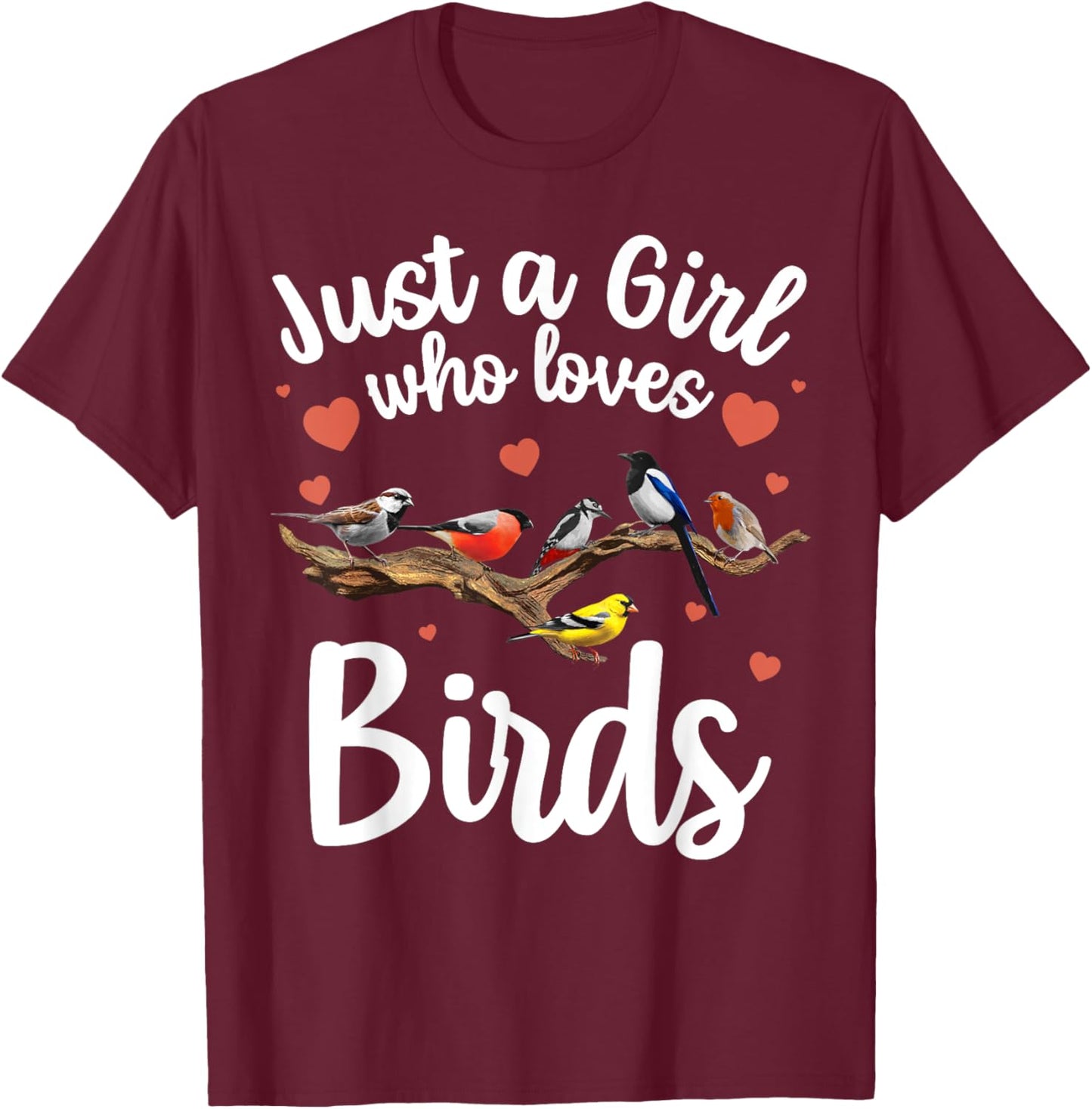 Cool Bird Watcher Art Girls Birding Nerd Birder T-Shirt - T-Shirt | Maroon