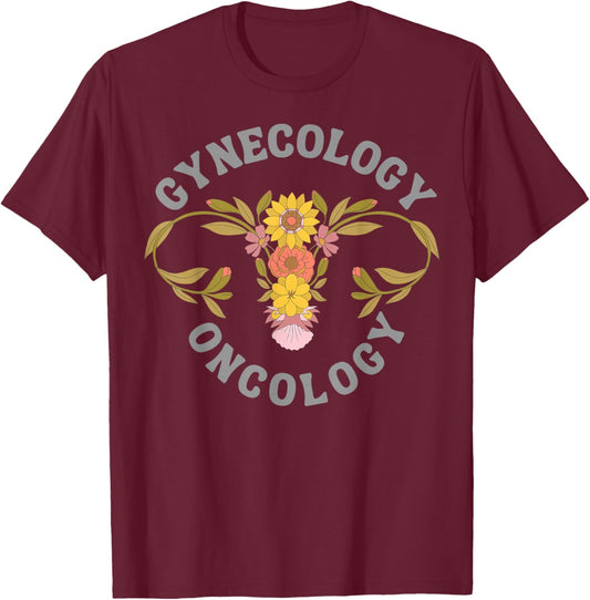 Floral Boho Gynecology Oncology Nurse Obgyn Doctor Midwife T-Shirt - T-Shirt | Maroon