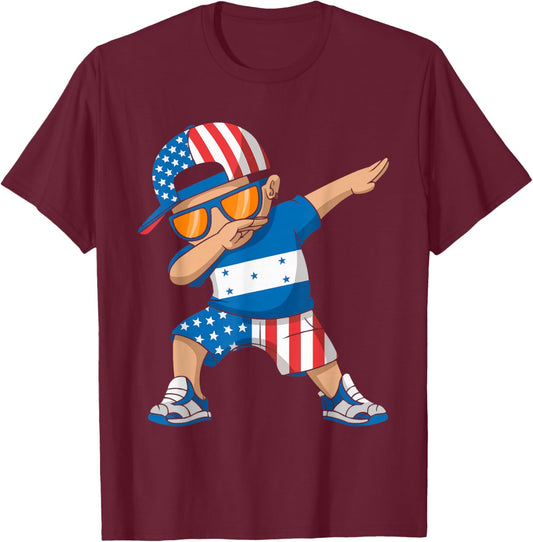 Half American Half Honduran USA Flag Honduras America T-Shirt - T-Shirt | Maroon