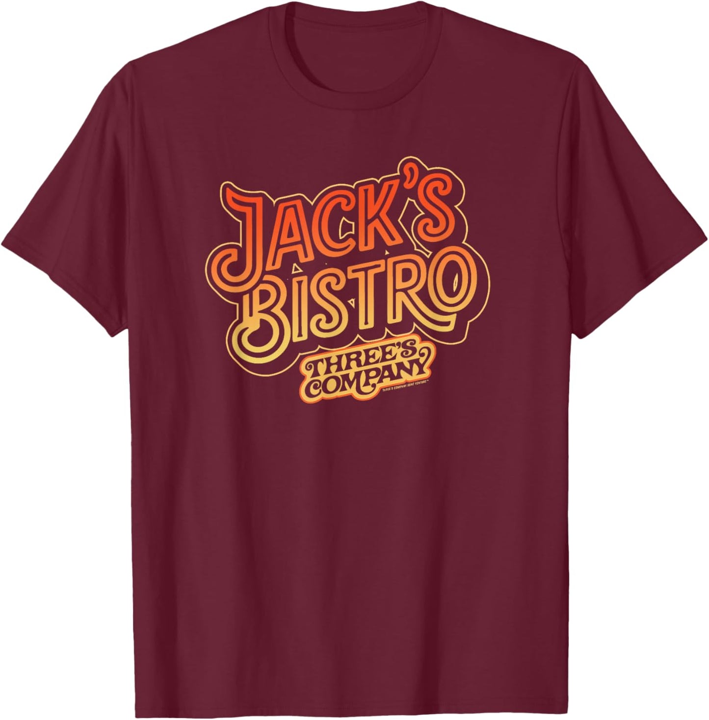 Jack's Bistro Retro Three's Company Jack Tripper Vintage T-Shirt - T-Shirt | Maroon