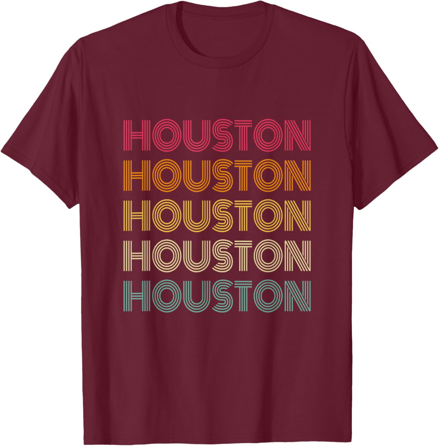 Houston - Retro Vintage Style 70s 80s - Throwback Classic T-Shirt - T-Shirt | Maroon