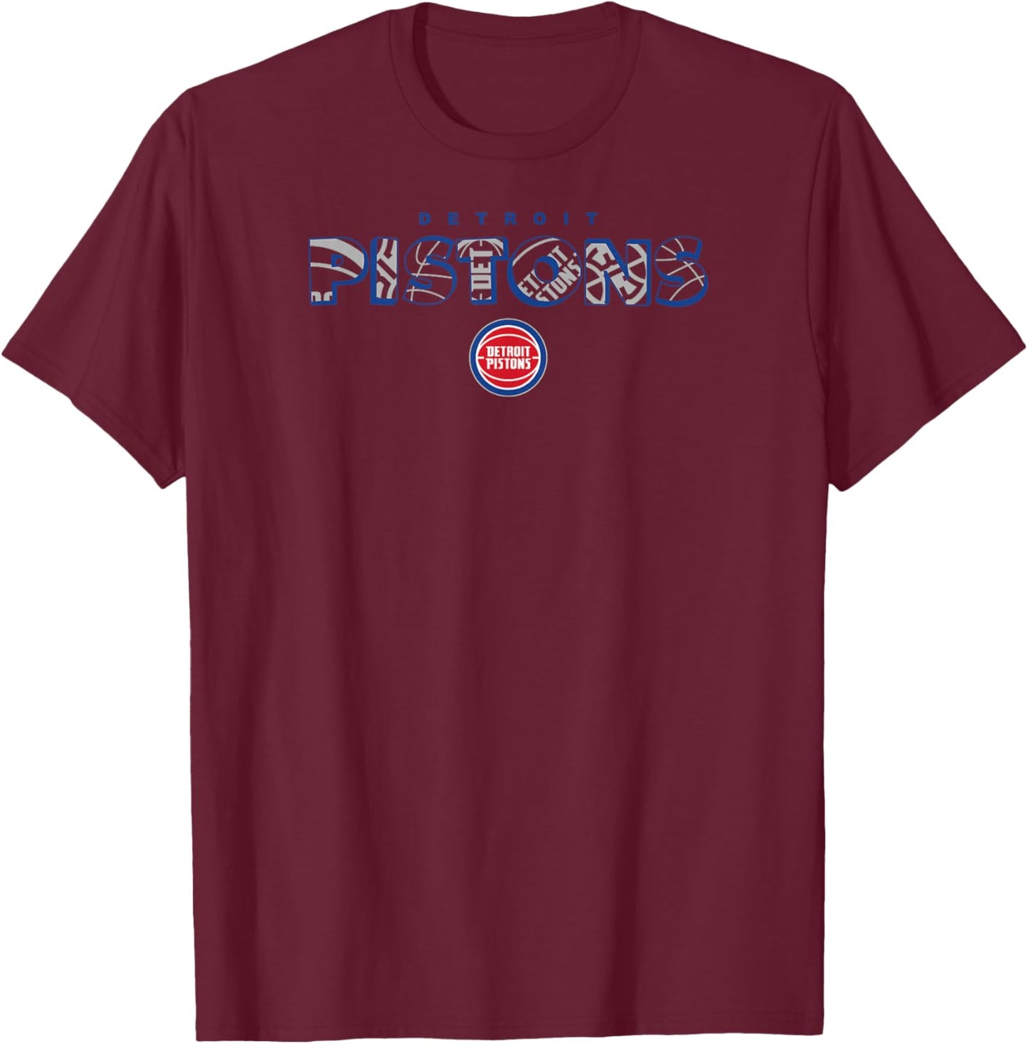 NBA - Detroit Pistons Logo Knockout White T-Shirt - T-Shirt | Maroon