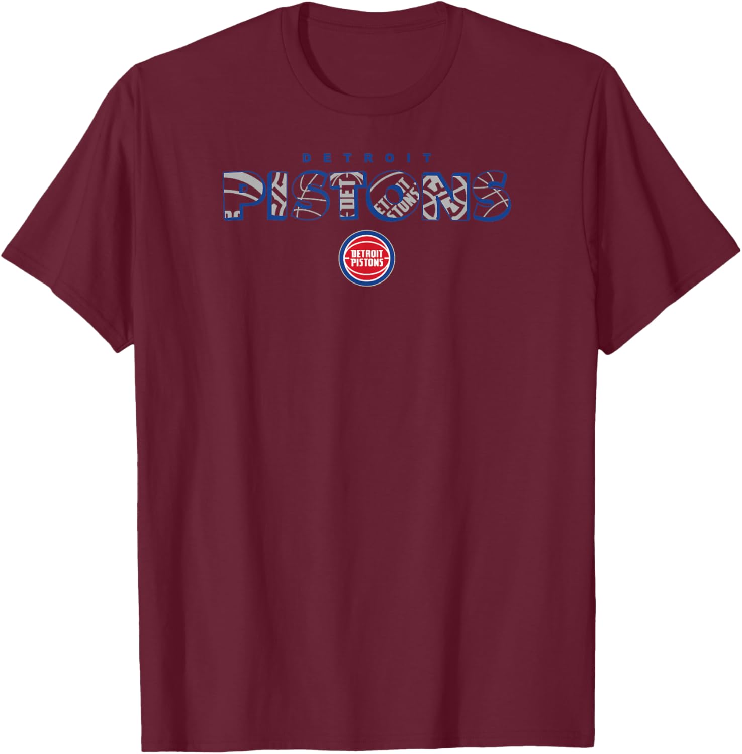NBA - Detroit Pistons Logo Knockout White T-Shirt - T-Shirt | Maroon