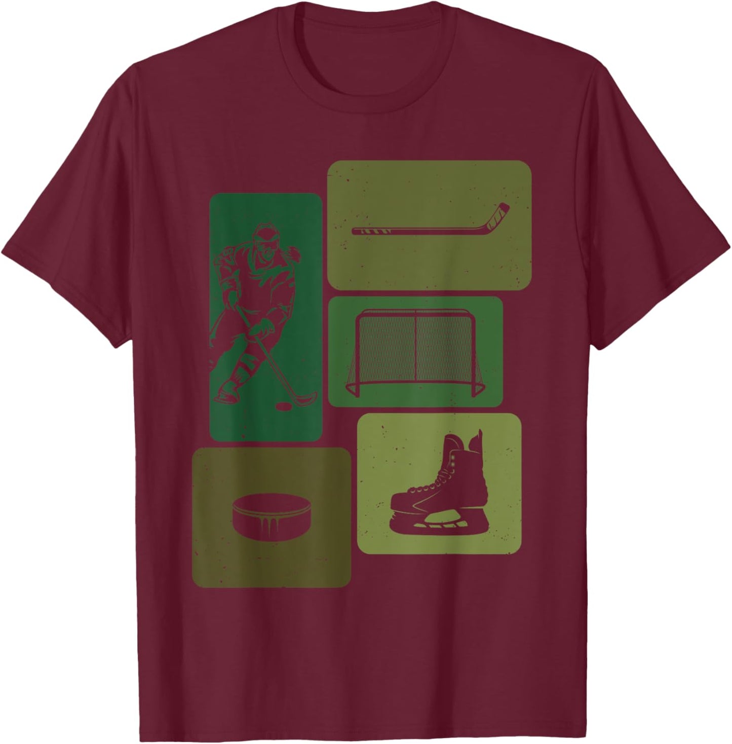 Funny Ice Hockey Puck Stick Winter Game Ice Hockey Player T-Shirt - T-Shirt | Maroon