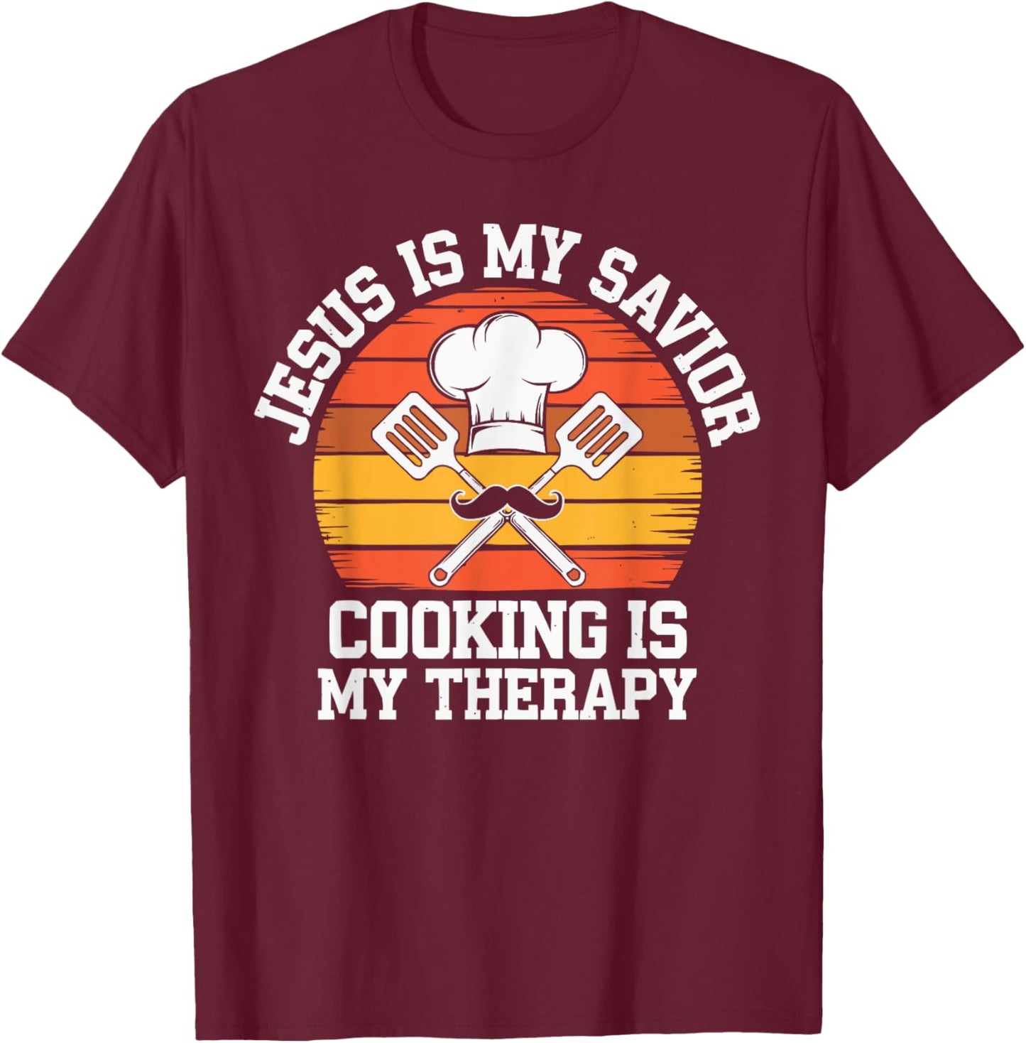 Cooking Jesus Christ Religion Christian Chef Christianity T-Shirt - T-Shirt | Maroon