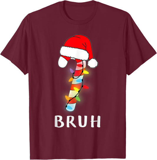 Christmas Candy Cane Crew Bruh, Boy Girl T-Shirt - T-Shirt | Maroon