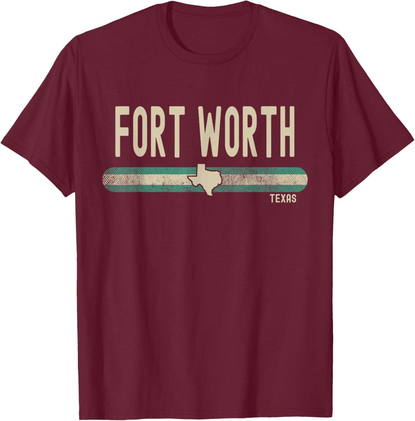 Fort Worth TX | Texas | Travel & 80s Style T-Shirt - T-Shirt | Maroon