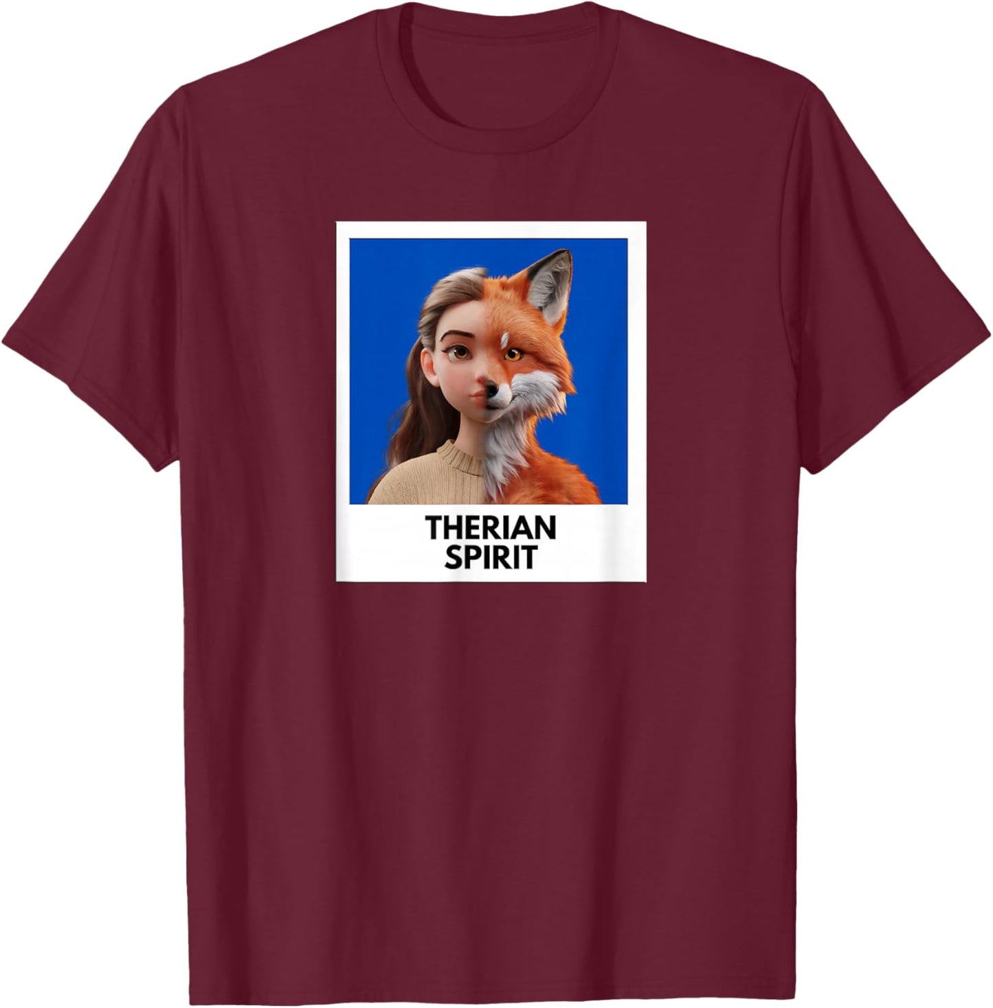 Fox Therian Spirit Photo T-Shirt - T-Shirt | Maroon