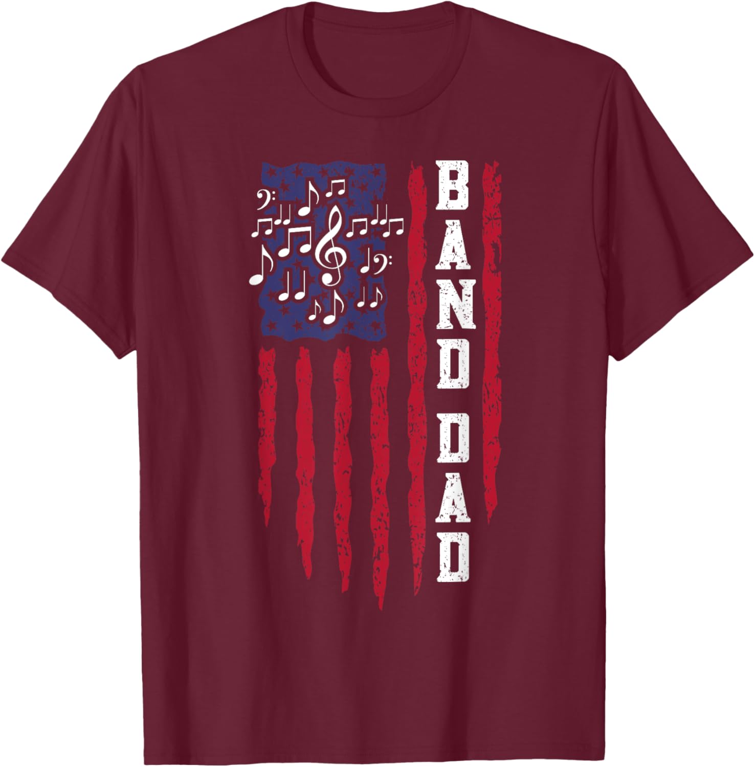 Marching Band Dad American Flag T-Shirt - T-Shirt | Maroon