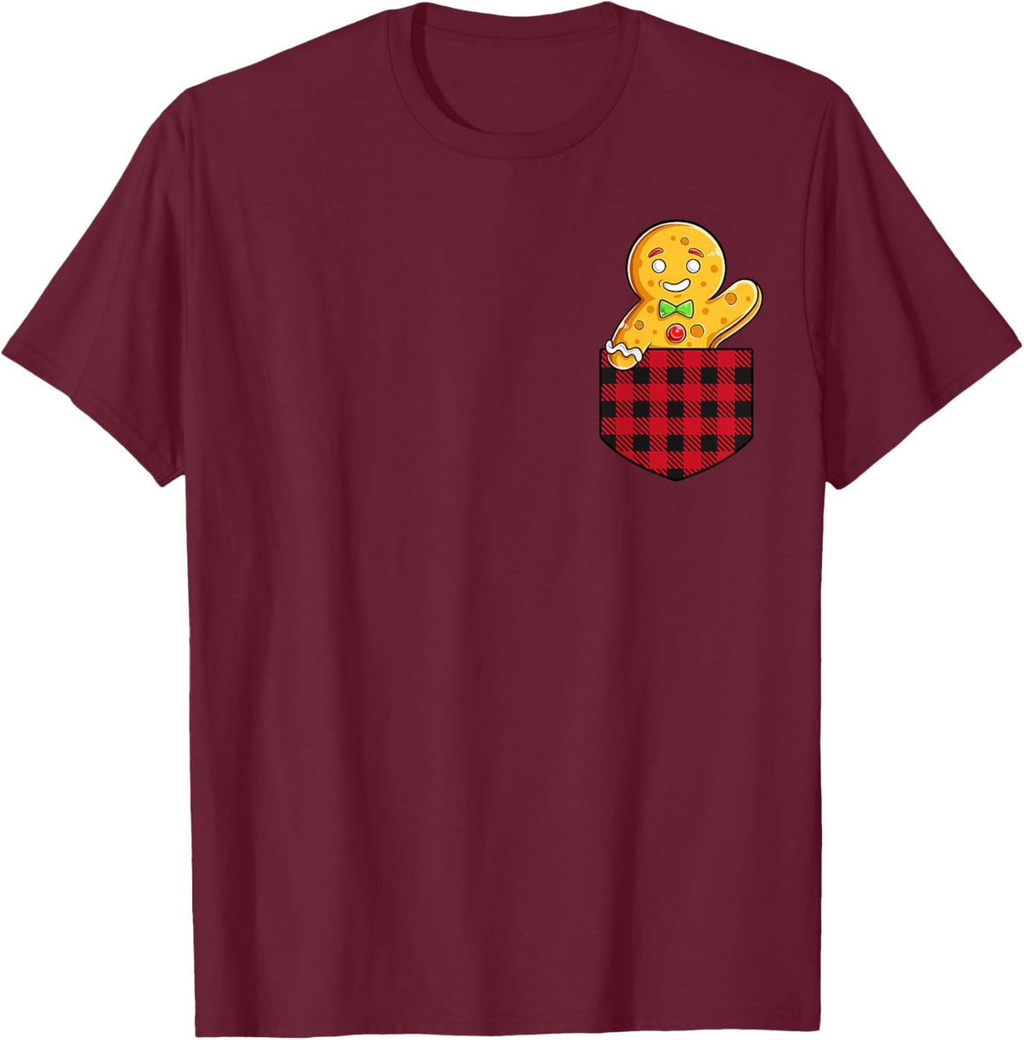Gingerbread Man In Pocket Funny Christmas Cookie Boys Girls T-Shirt - T-Shirt | Maroon