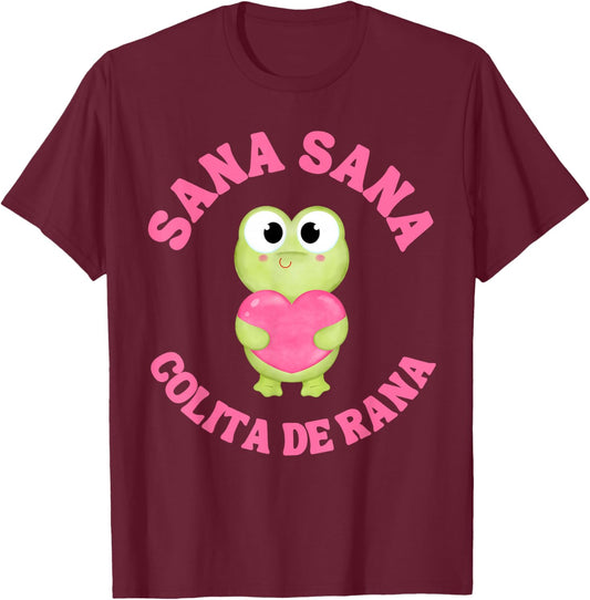 Sana Sana Colita de Rana Frog T-Shirt - T-Shirt | Maroon