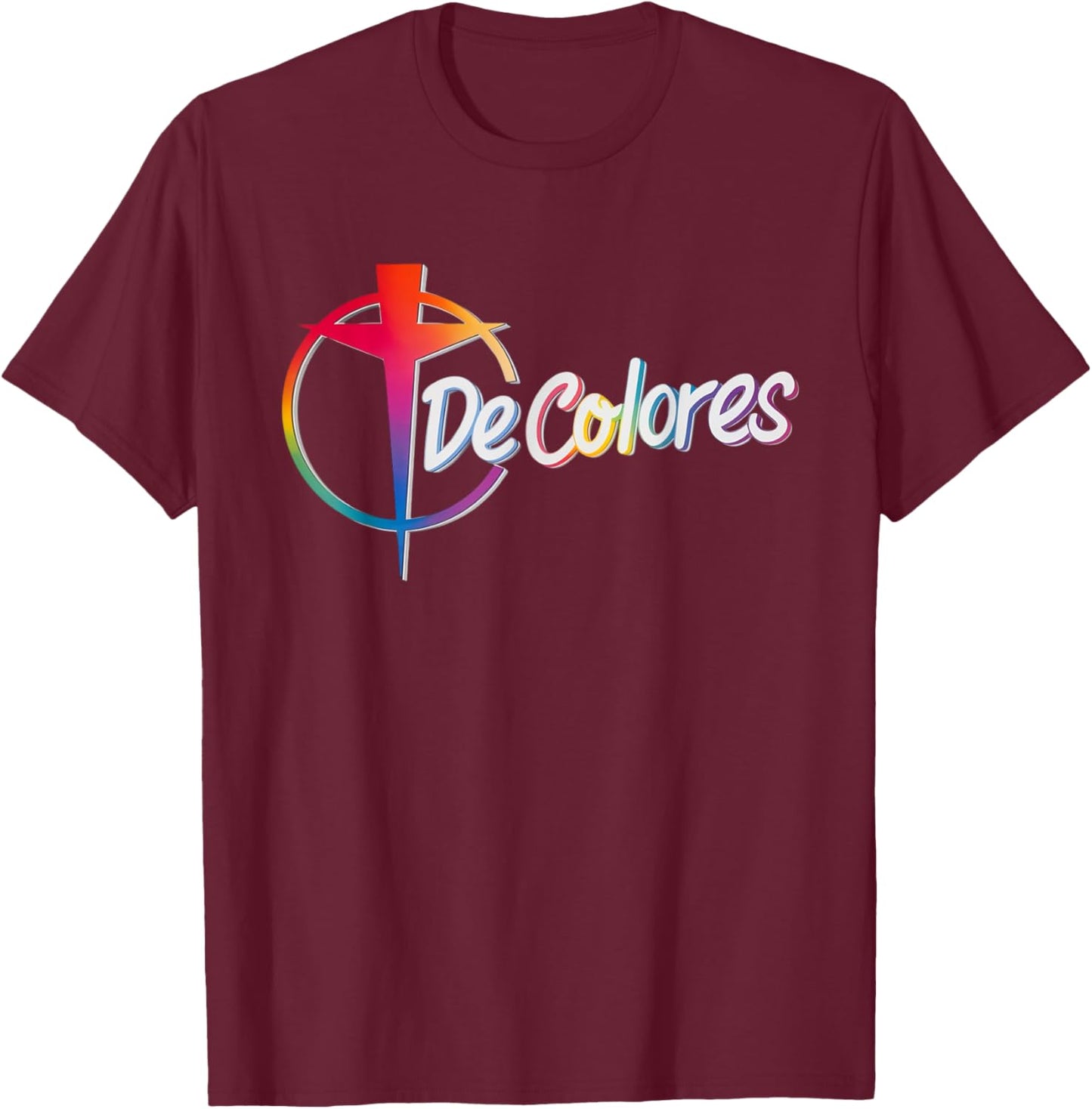 DeColores Cursillo Rainbow Rooster Catholic T-Shirt - T-Shirt | Maroon