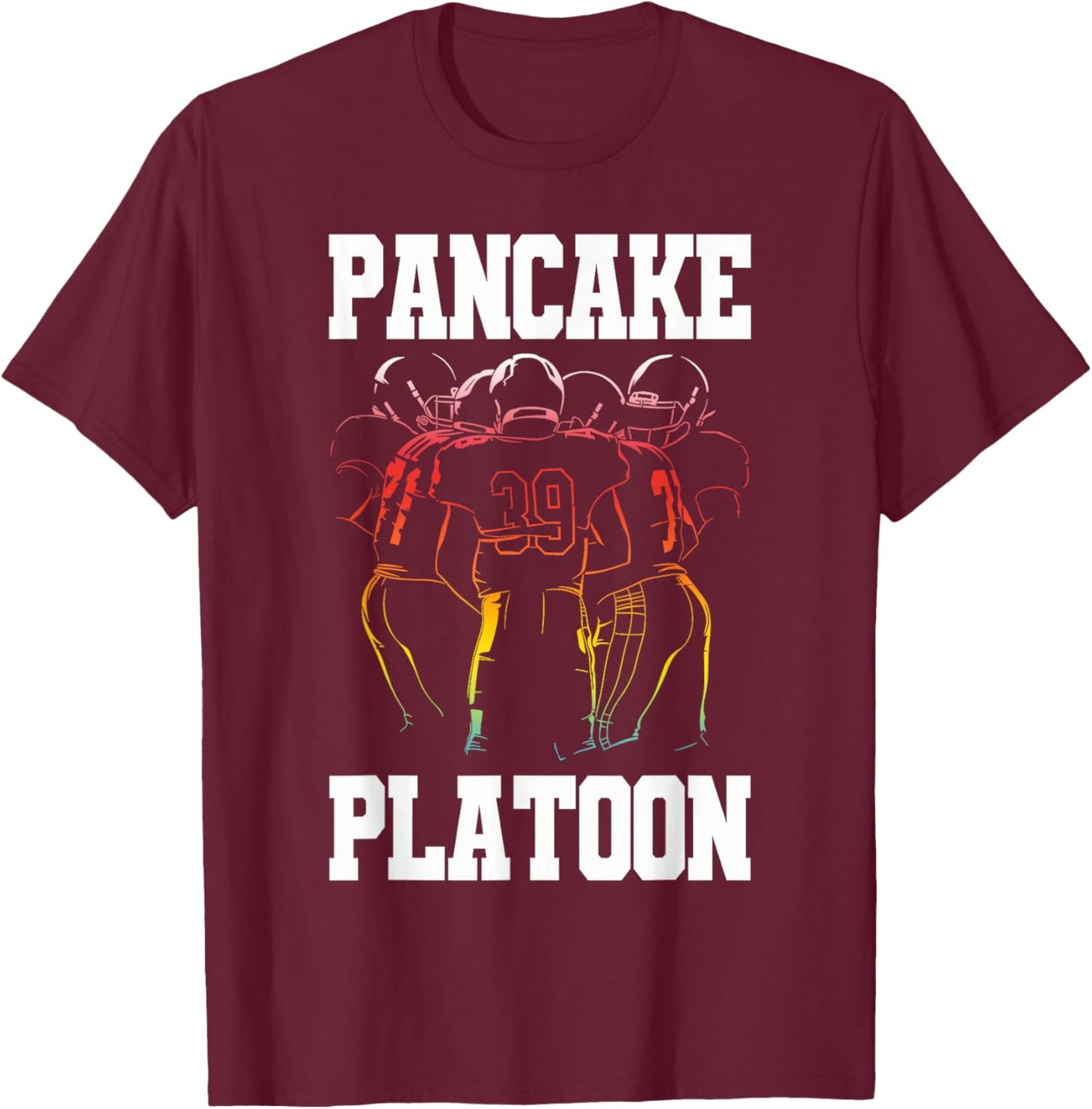 Lineman Pancake Platoon Funny Football Player T-Shirt - T-Shirt | Maroon
