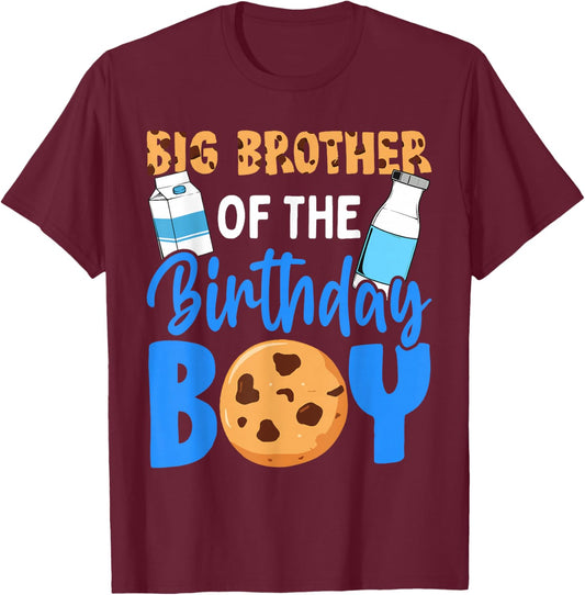 Big Brother of the birthday boy Milk and Cookies 1st T-Shirt - T-Shirt | Maroon