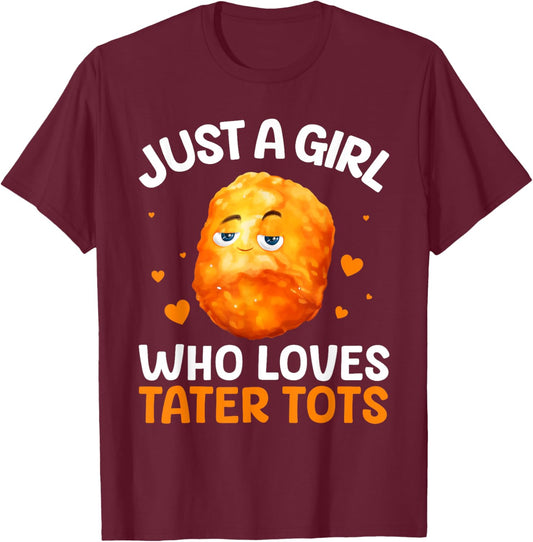 Tater Tot Design Girls Kids Potato Tater Tot Lover T-Shirt - T-Shirt | Maroon