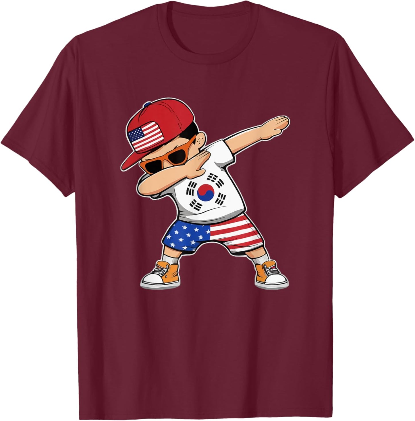 Half Korean Half American USA Flag South Korea America T-Shirt - T-Shirt | Maroon