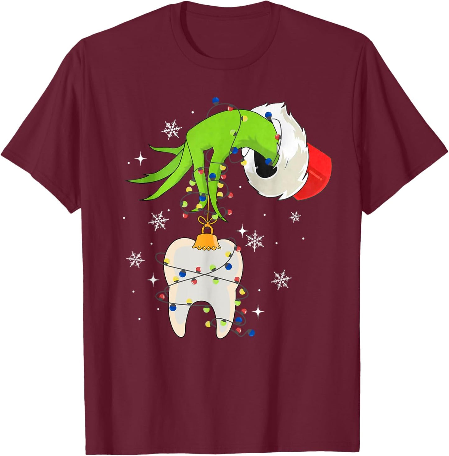 Tooth Dentist Dental Assistant Teeth Christmas Xmas Pajamas T-Shirt - T-Shirt | Maroon