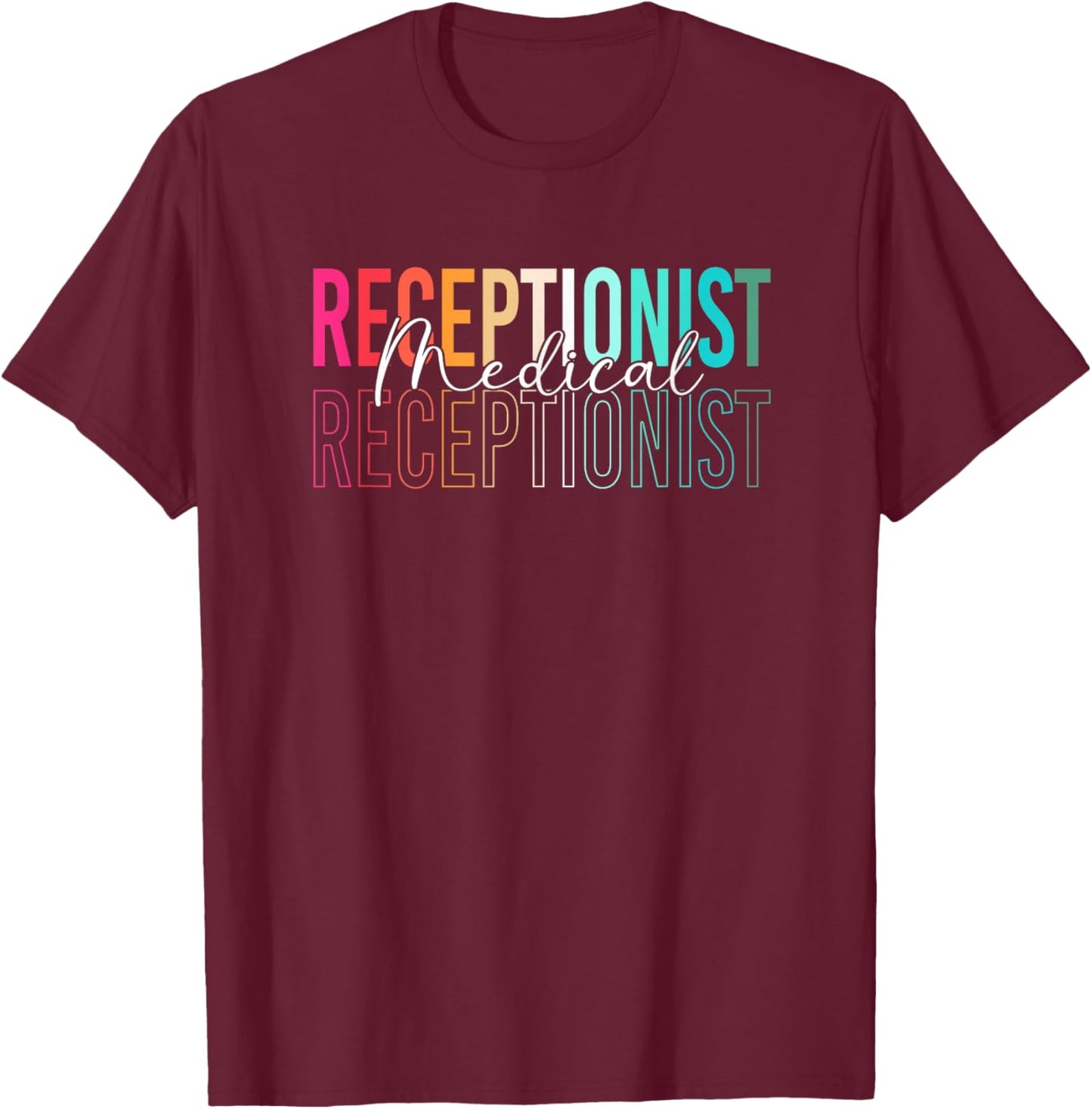 Retro Med Receptionist Front Desk Medical Receptionist T-Shirt - T-Shirt | Maroon