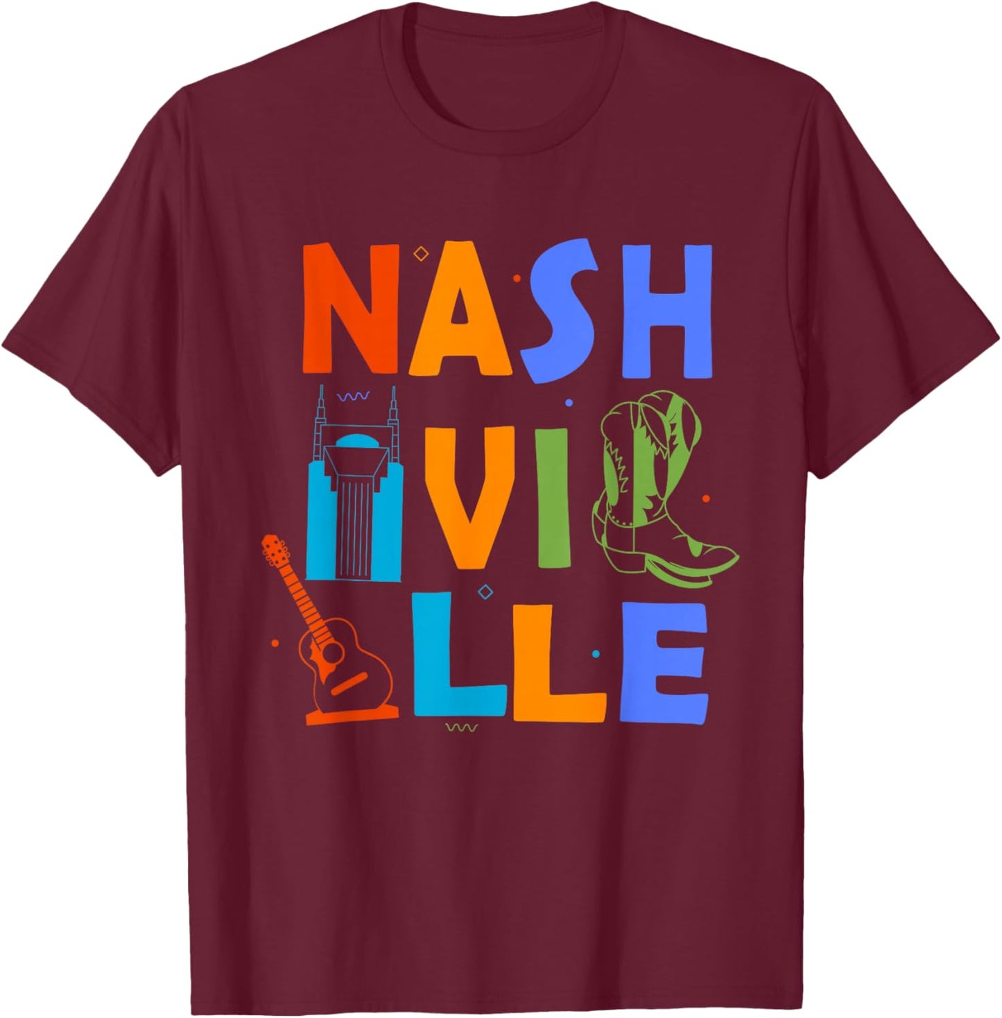 Souvenir from Nashville Tn Trip Guitar Music City Nashville T-Shirt - T-Shirt | Maroon
