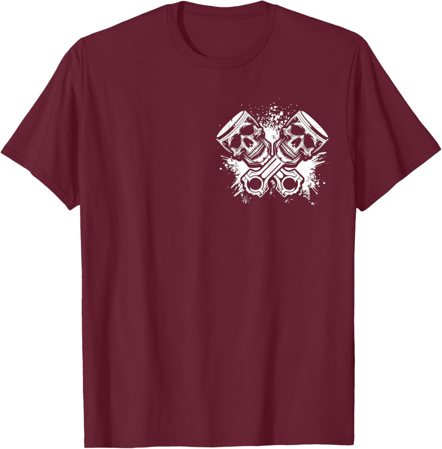 Piston Skulls T-Shirt - T-Shirt | Maroon