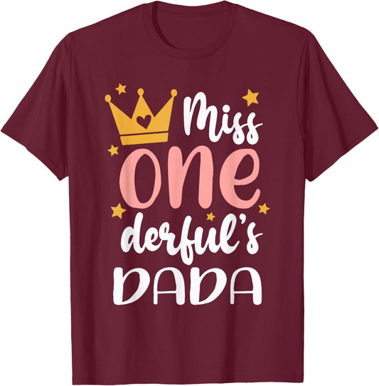 Dada of Miss Onederful 1st Birthday Girl Family Matching T-Shirt - T-Shirt | Maroon