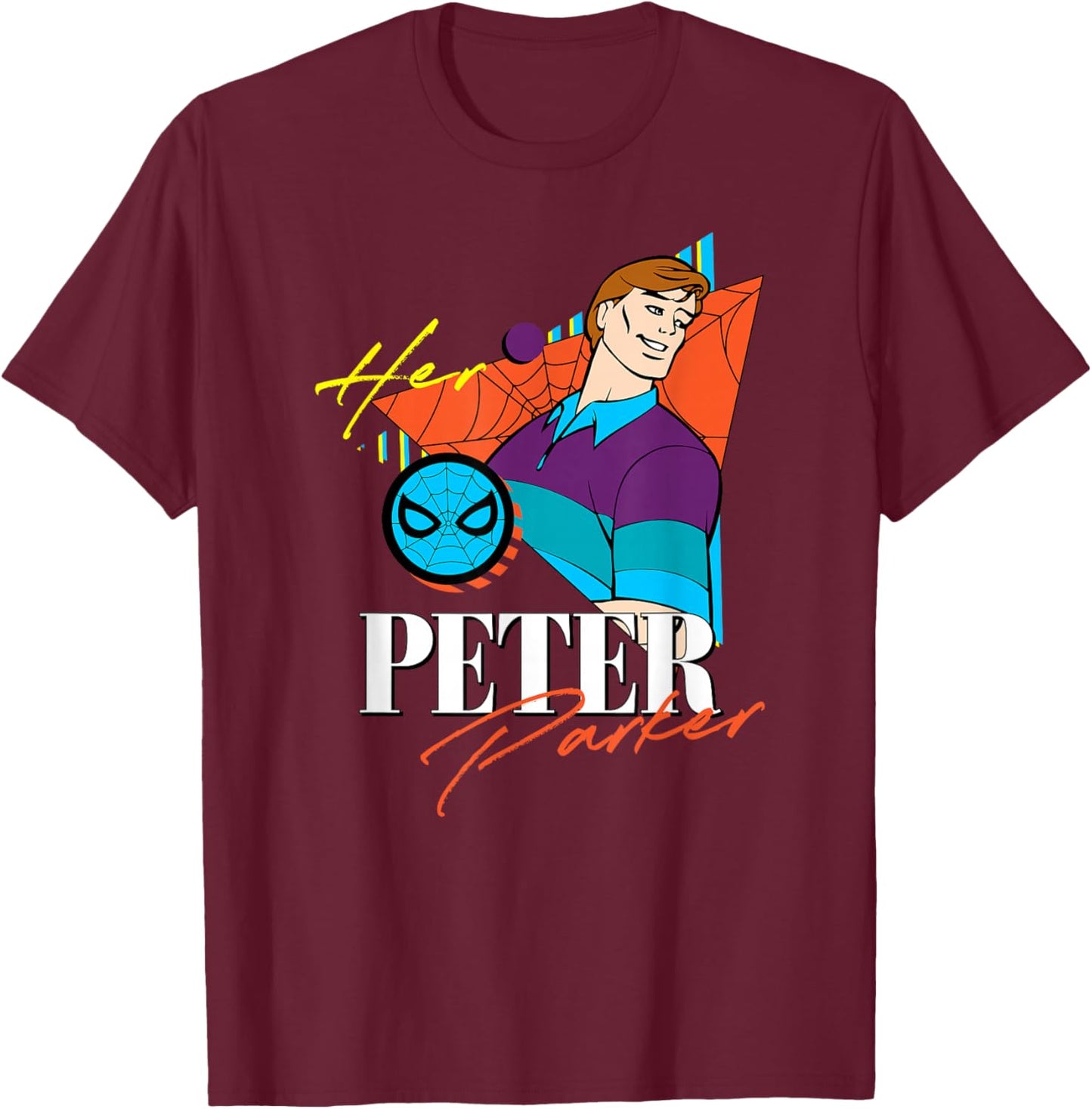 Marvel Spider-Man Retro Couples Matching Her Peter Parker T-Shirt - T-Shirt | Maroon