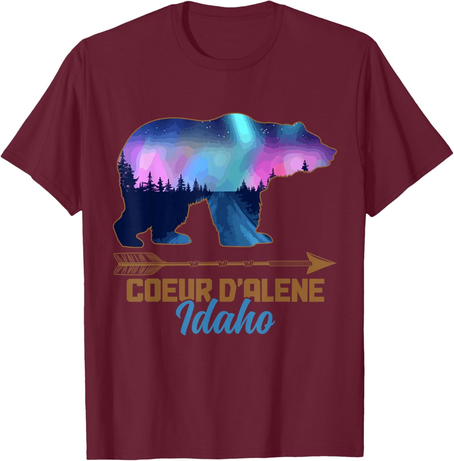 Coeur D'Alene Idaho Bear Pride Vintage Souvenir T-Shirt - T-Shirt | Maroon