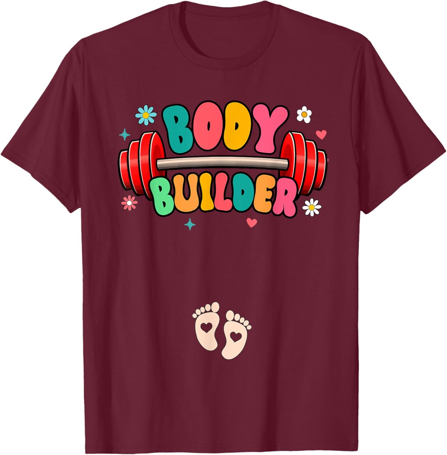 Pregnancy Announcement Fitness Workout Gym Bodybuilder T-Shirt - T-Shirt | Maroon