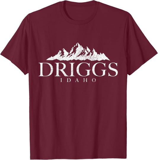 Driggs Idaho Mountains Pride Vintage T-Shirt - T-Shirt | Maroon