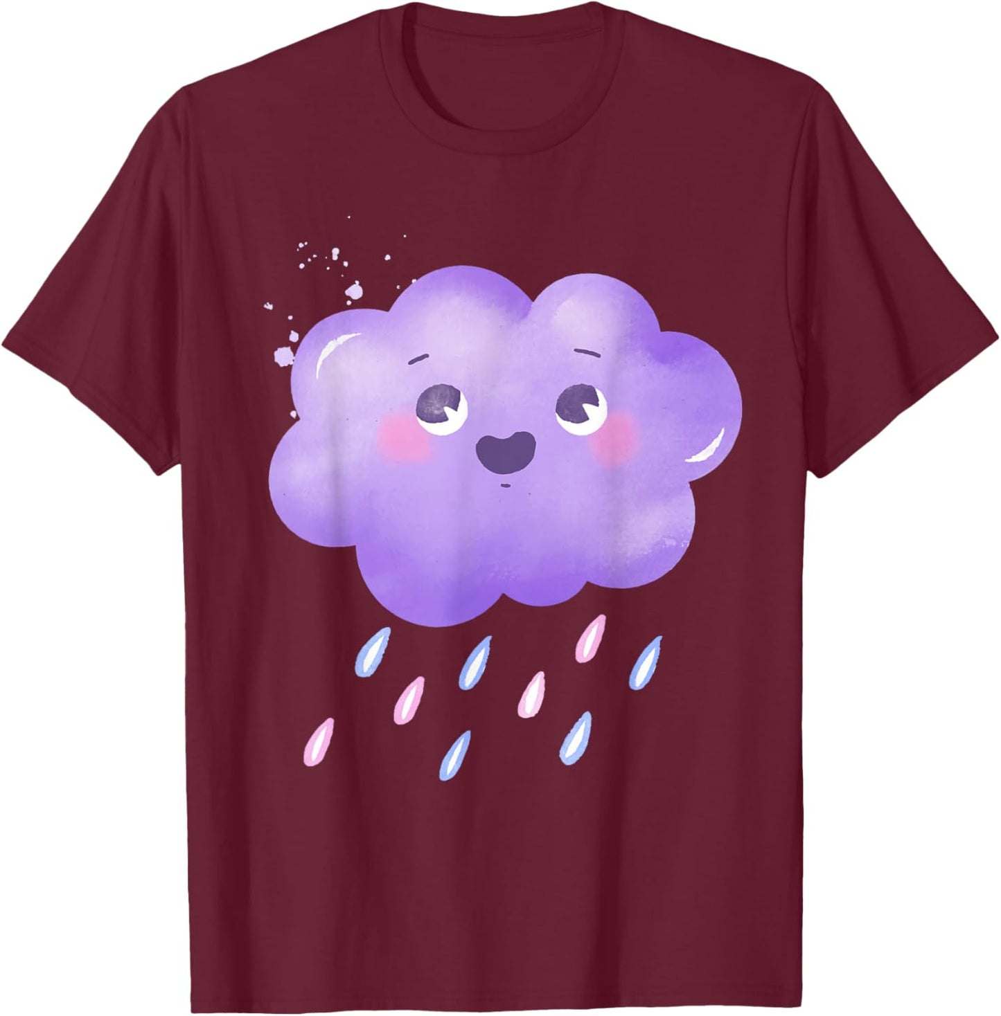 Funny Purple Clouds Rain Drop Boy Girl Kids T-Shirt - T-Shirt | Maroon