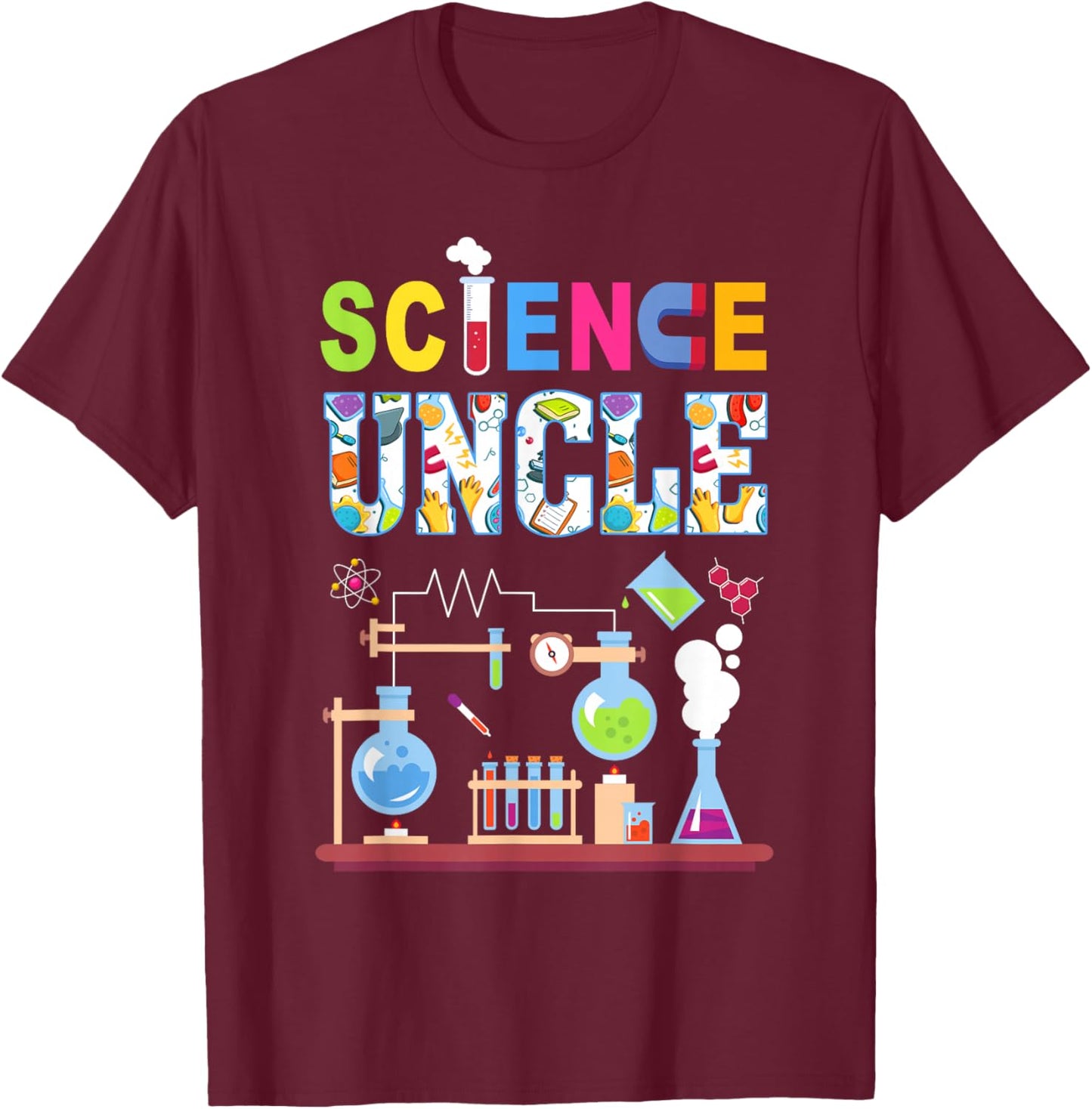 Science Uncle Family Science Birthday Party Matching T-Shirt - T-Shirt | Maroon