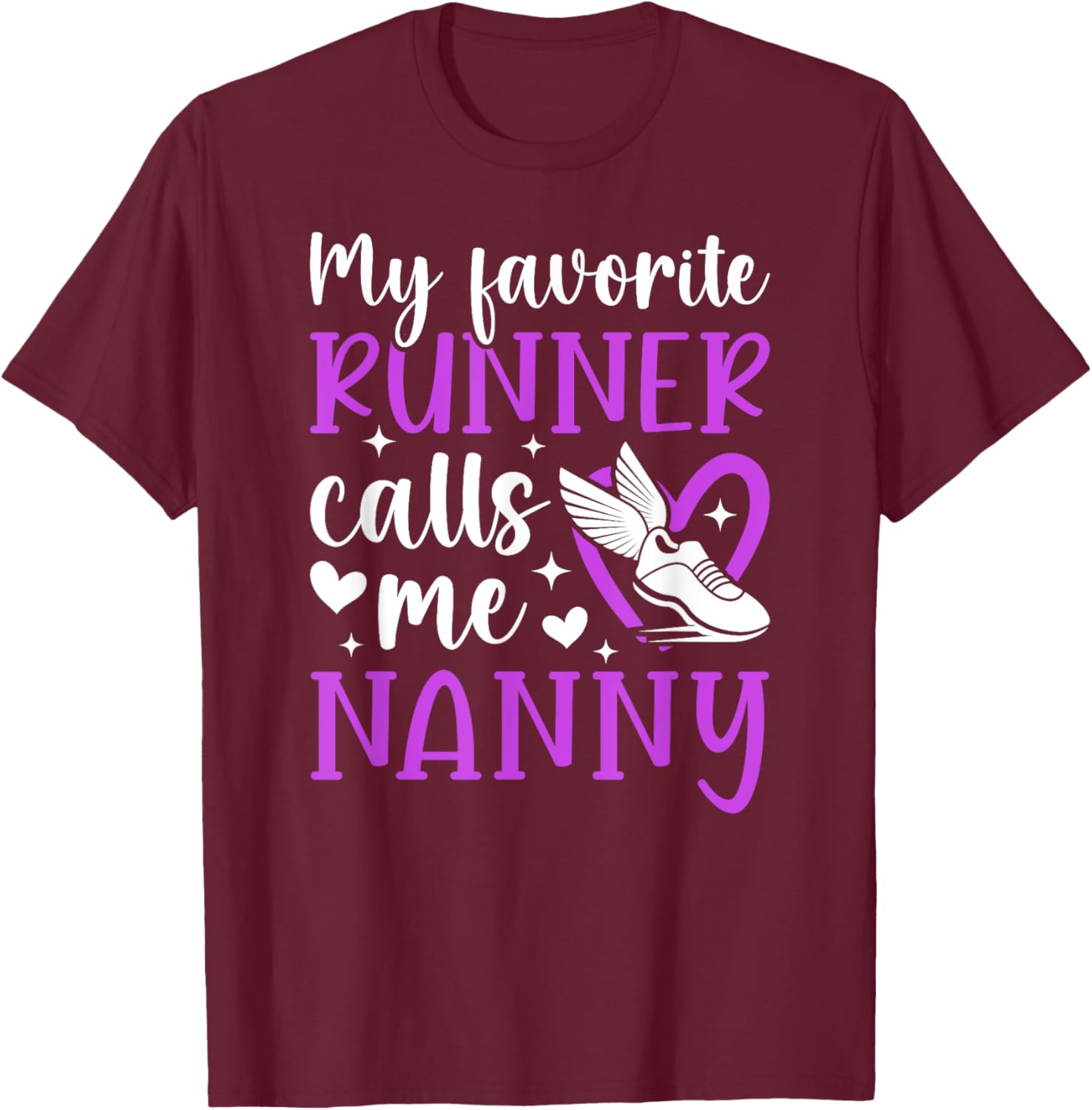 Proud Cross Country Nanny Of A Cross Country Runner Nanny T-Shirt - T-Shirt | Maroon