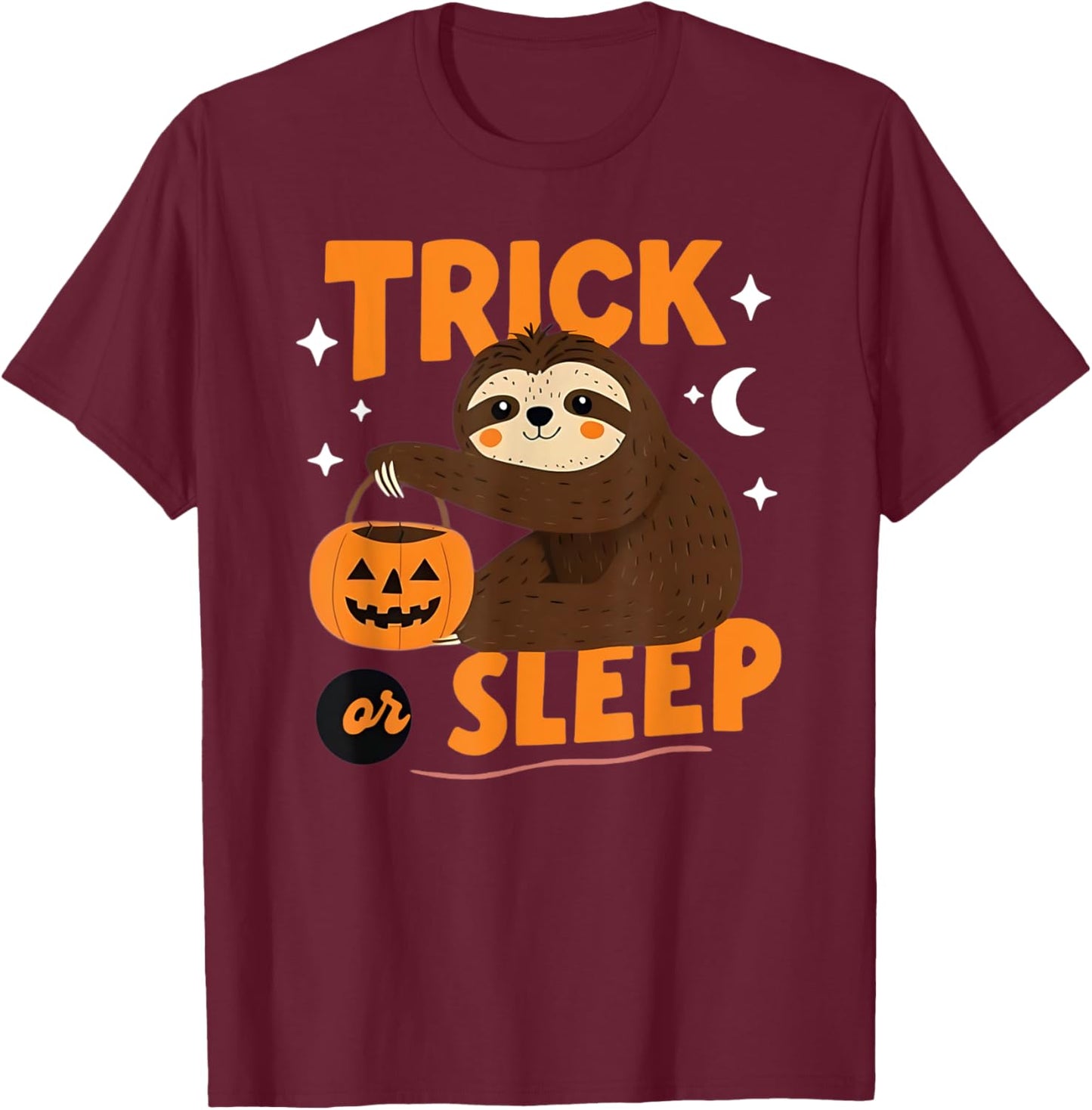 Trick or Sleep Halloween Sloth T-Shirt - T-Shirt | Maroon