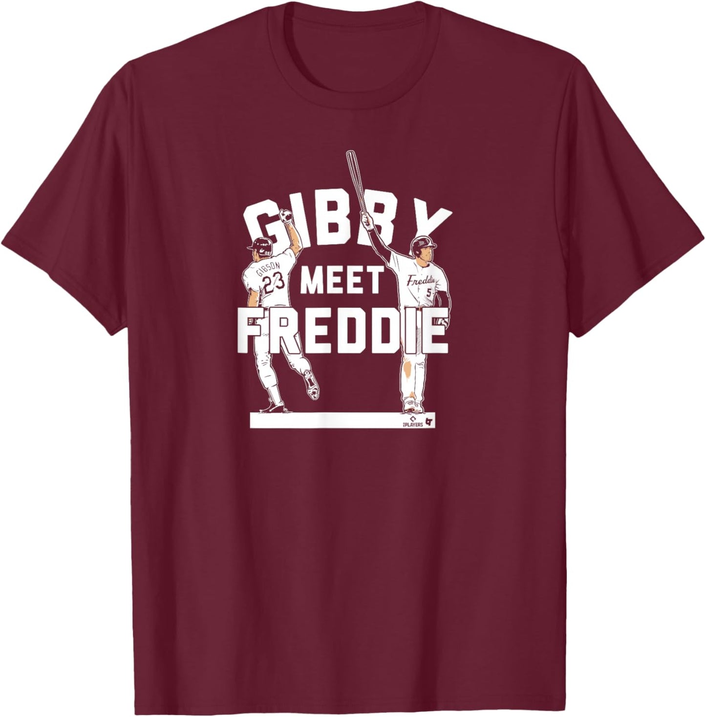 Kirk Gibson & Freddie Freeman - Gibby Meet Freddie - LA T-Shirt - T-Shirt | Maroon