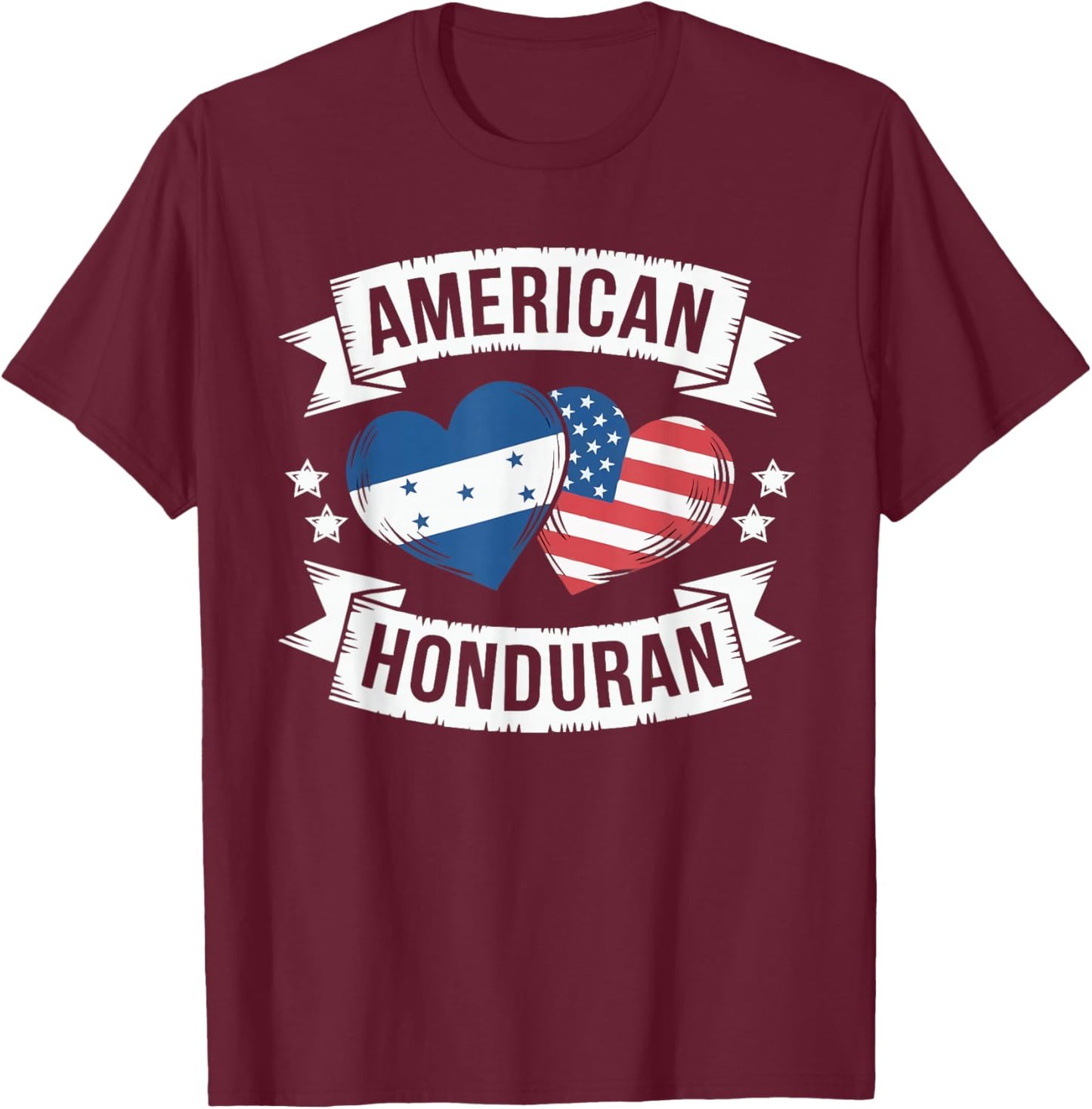 Half American Half Honduran USA Flag Honduras America T-Shirt - T-Shirt | Maroon