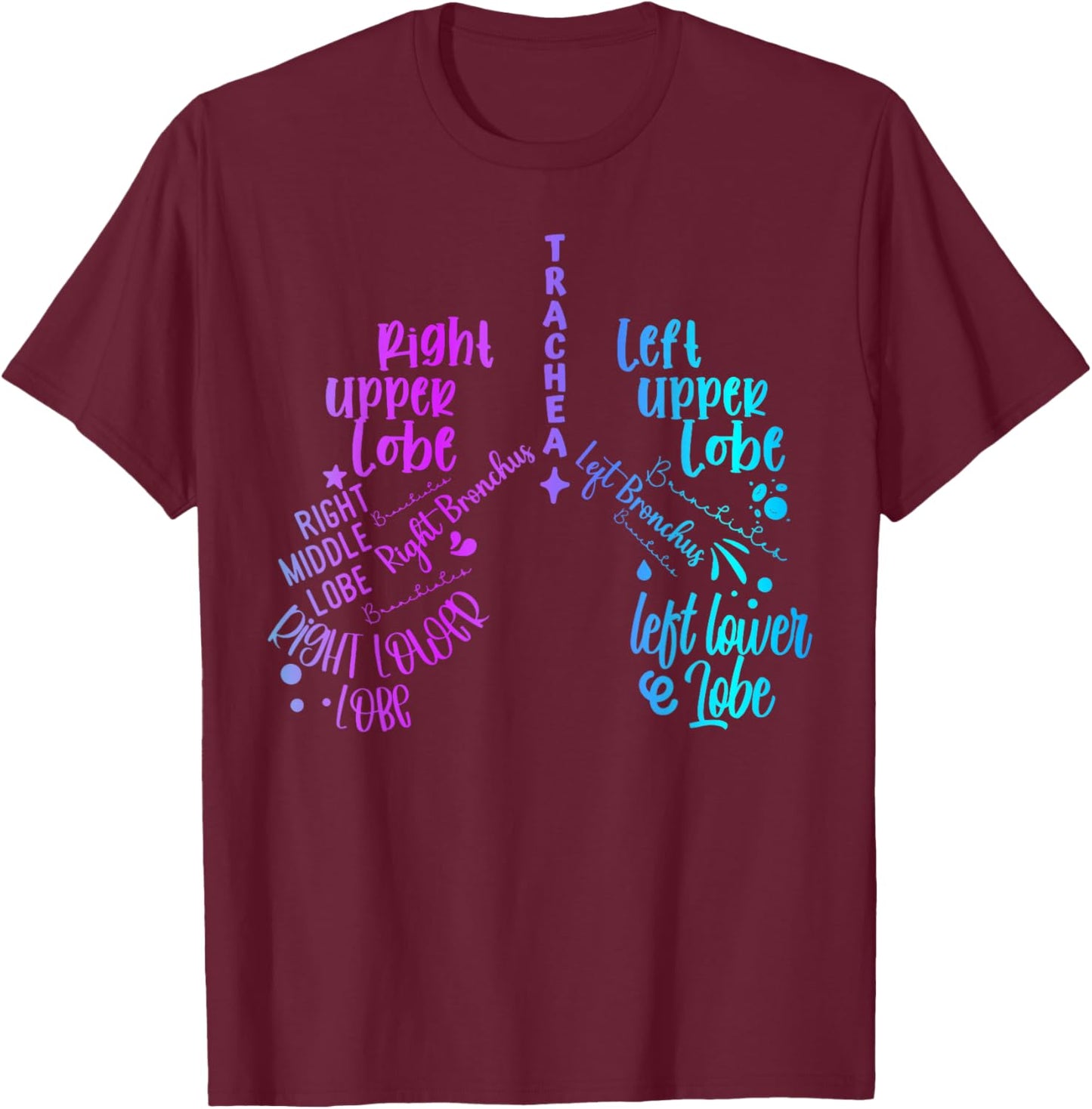Lung Anatomy Tie Dye Pulmonologist Respiratory Therapist T-Shirt - T-Shirt | Maroon